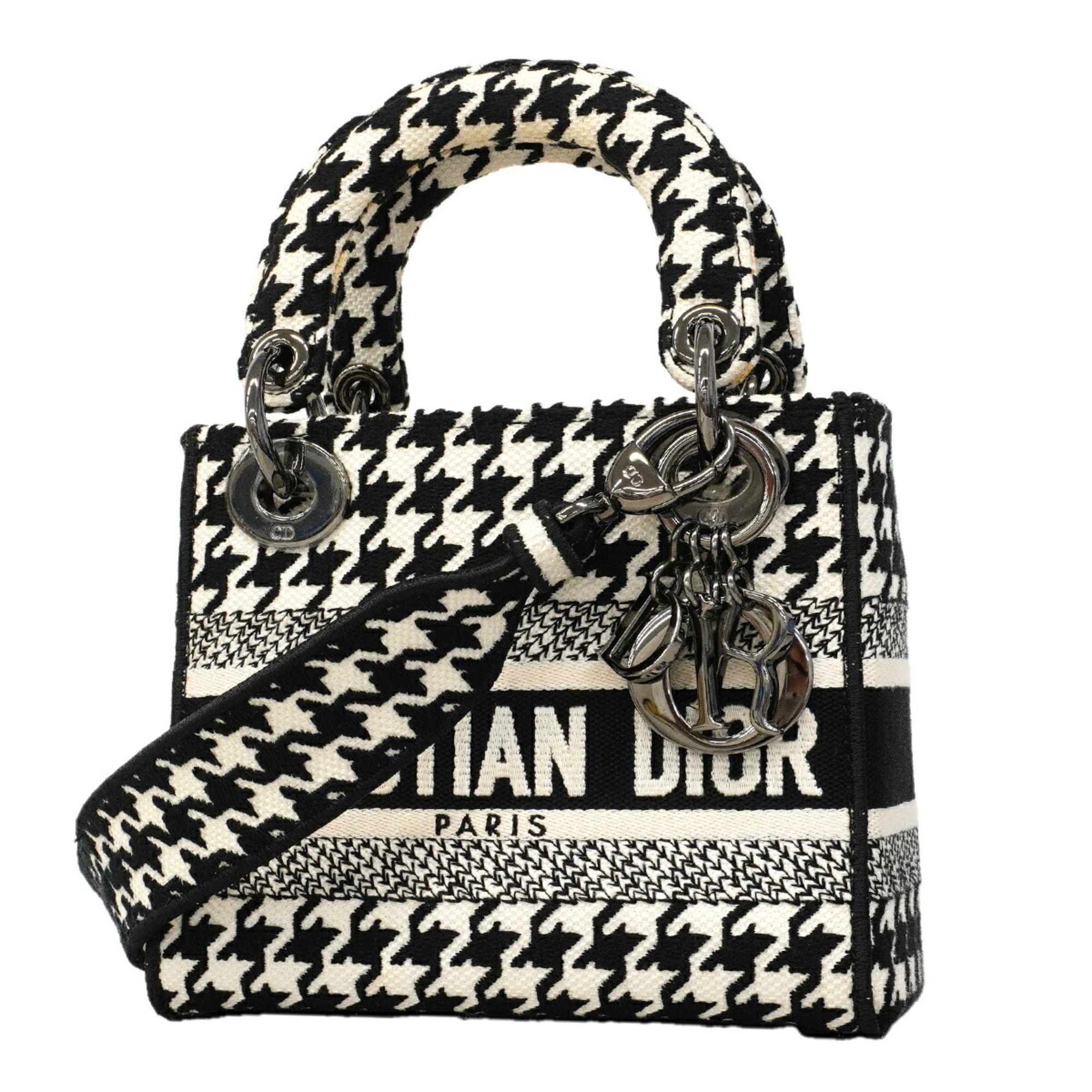 Christian Dior Black White Canvas Handbag (Pre-Owned)