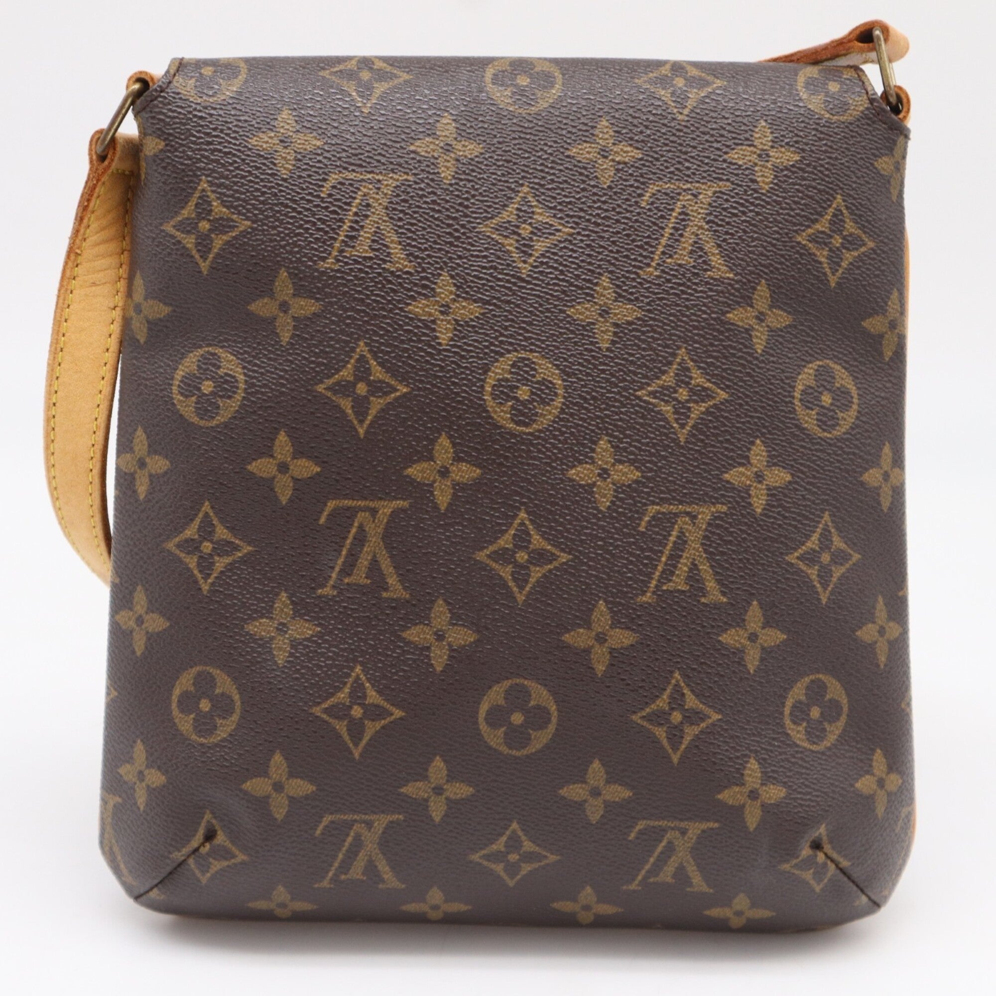 Louis Vuitton Beige Brown Coated Canvas Leather Shoulder Bag (Pre-Owned)