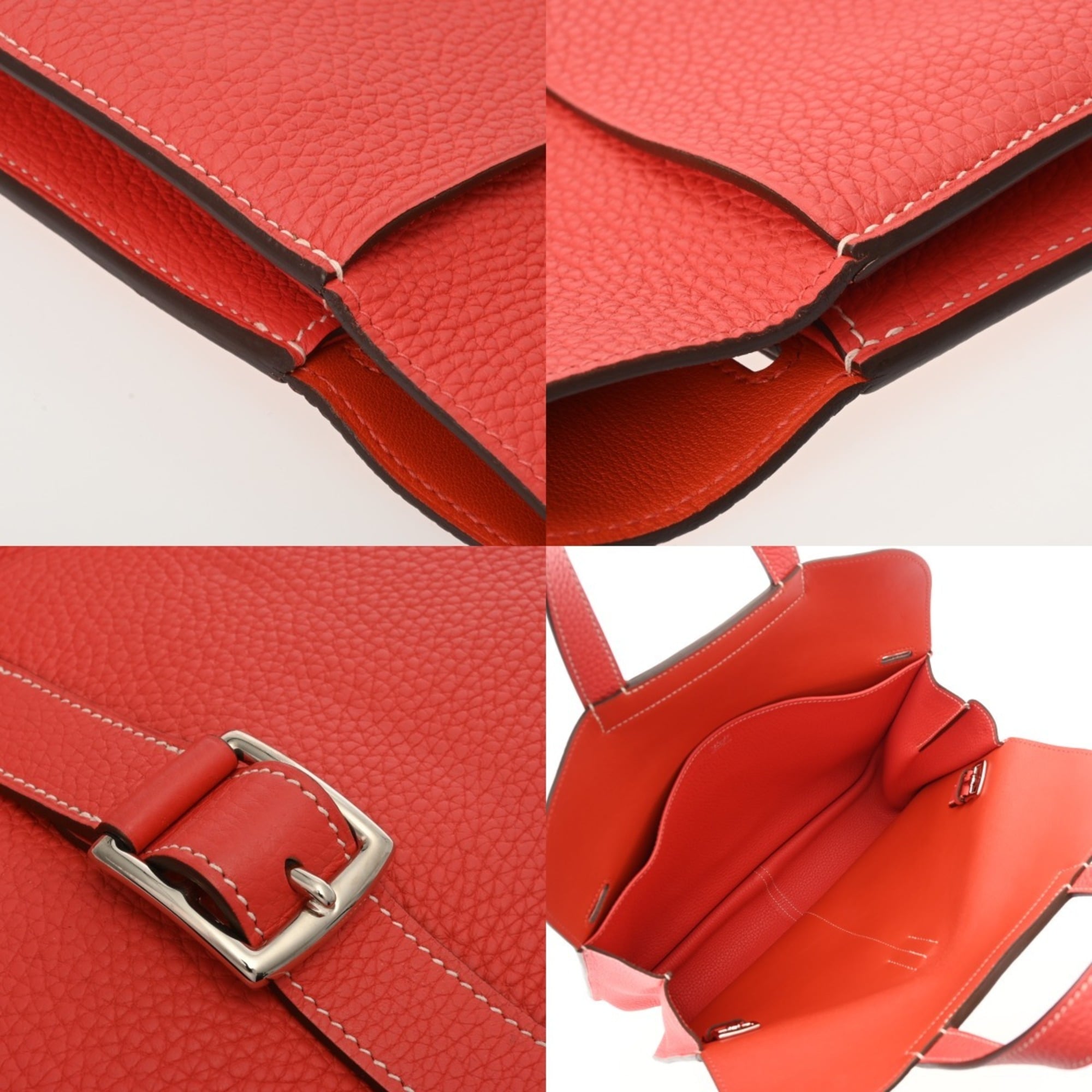 Hermes Silver Taurillon Clemence Leather Shoulder Bag (Pre-Owned)