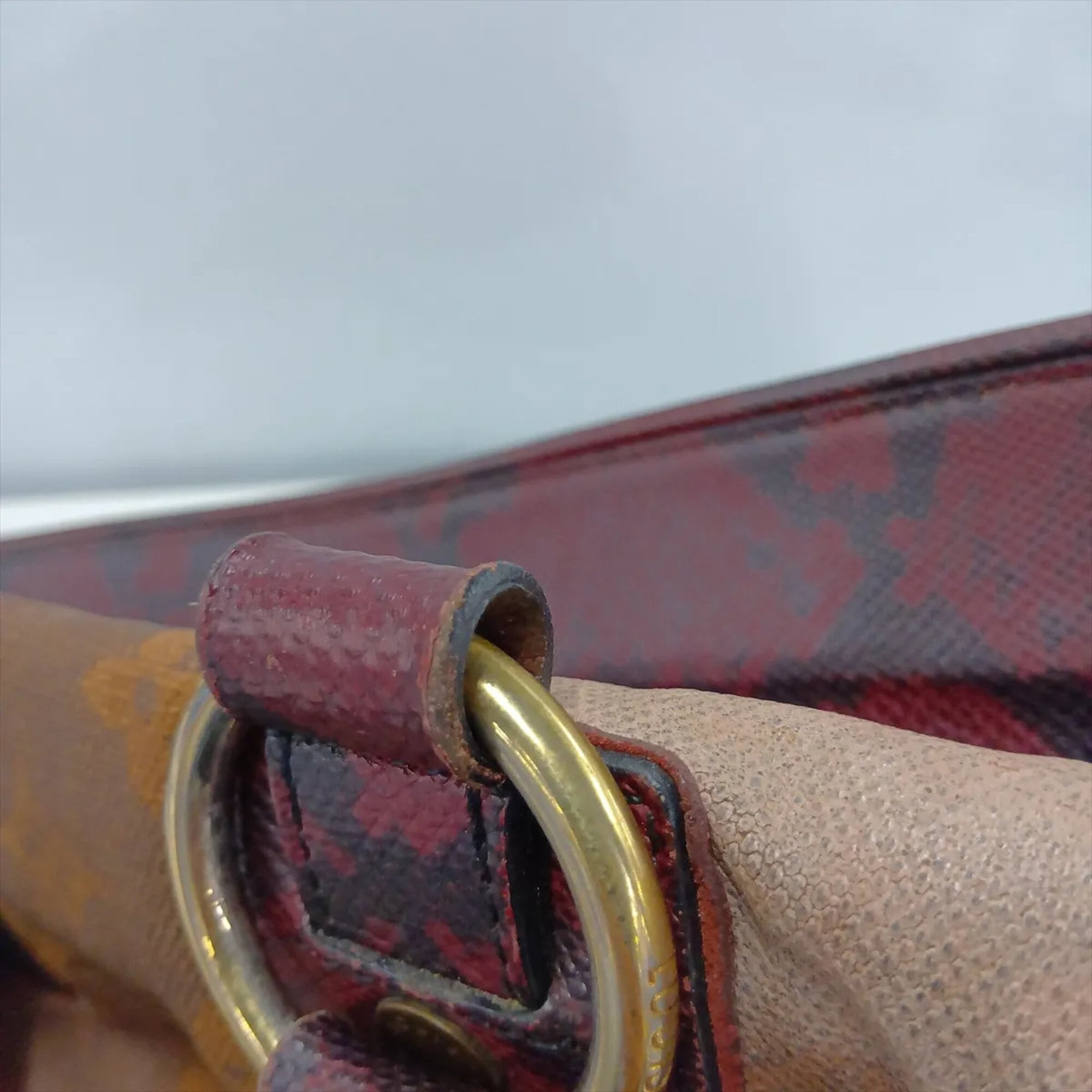 Louis Vuitton Brown Leather Coated Canvas Handbag Tote Bag (Pre-Owned)