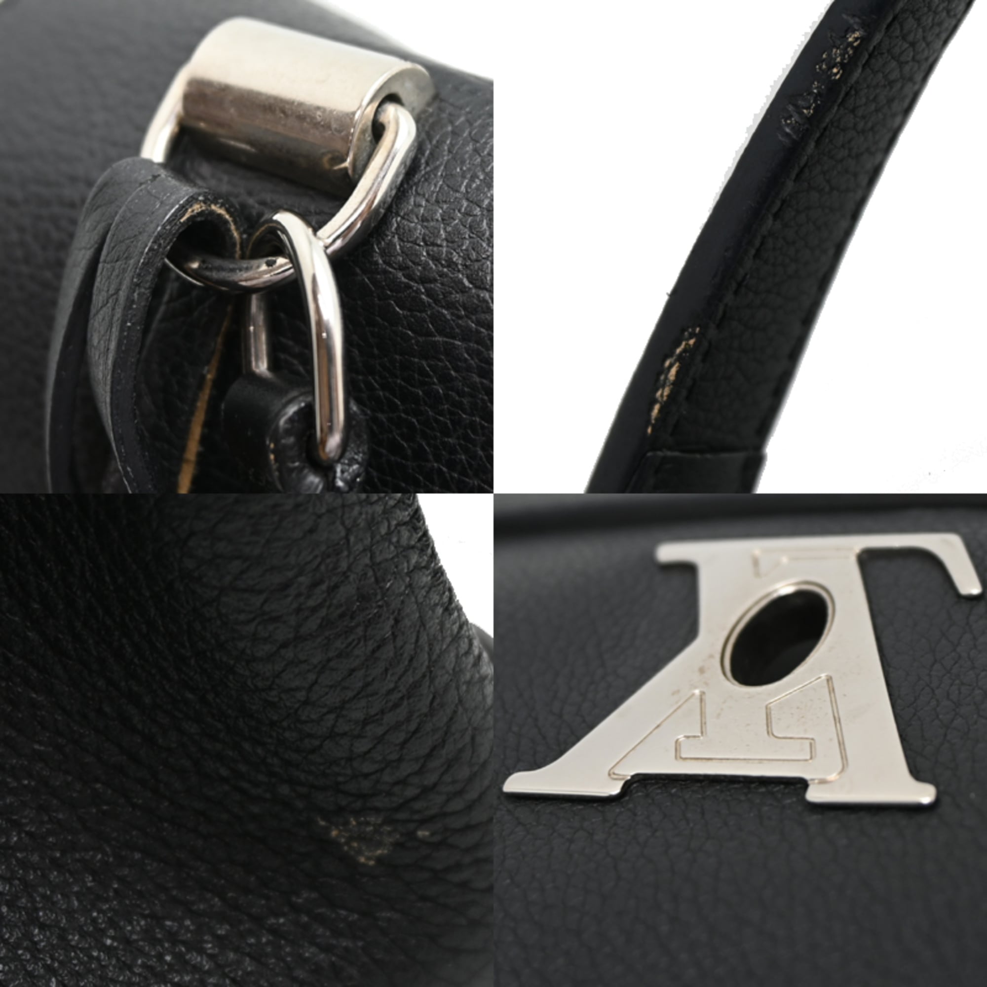 Louis Vuitton Noir Leather Handbag (Pre-Owned)