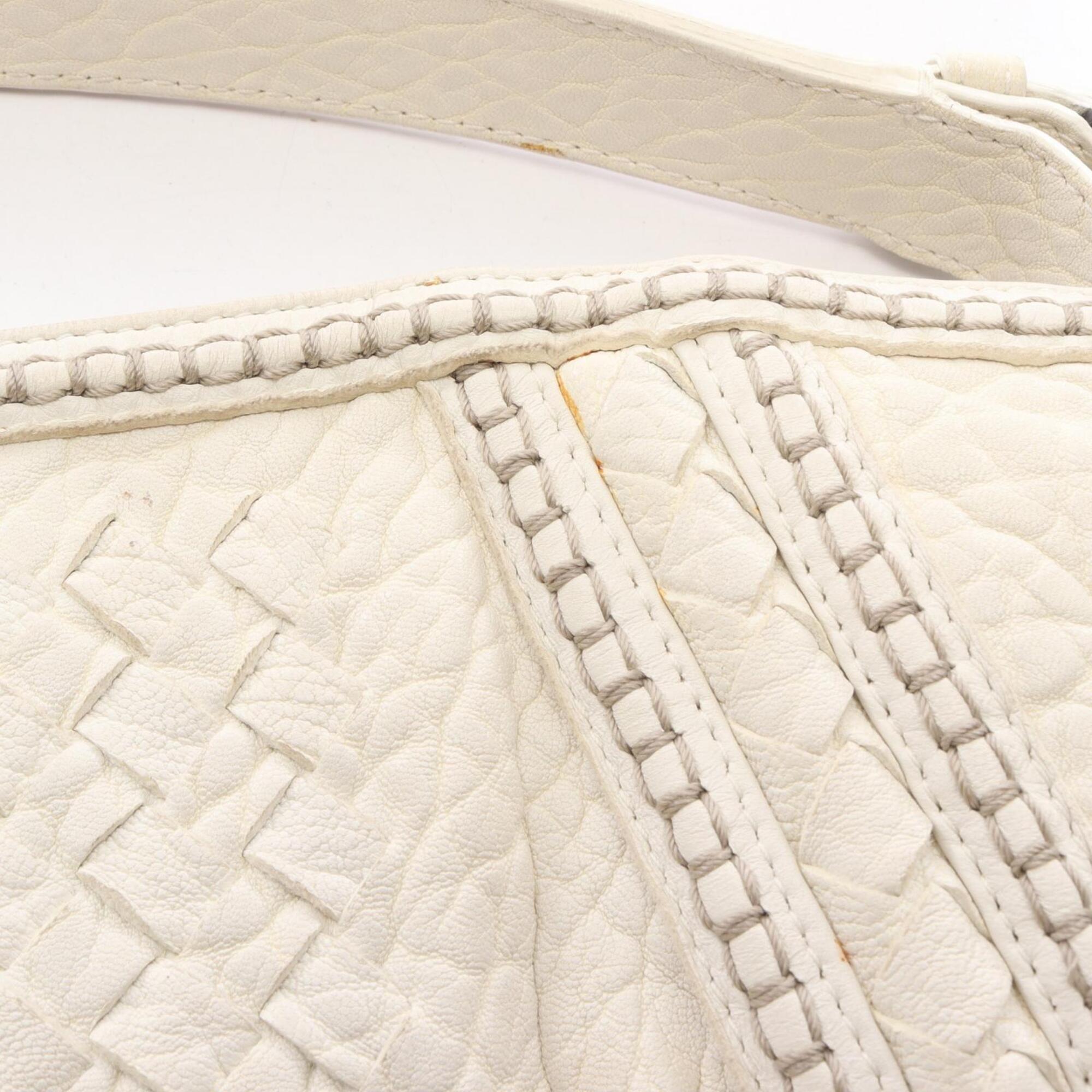 Bottega Veneta White Intrecciato Handbag Shoulder Bag (Pre-Owned)
