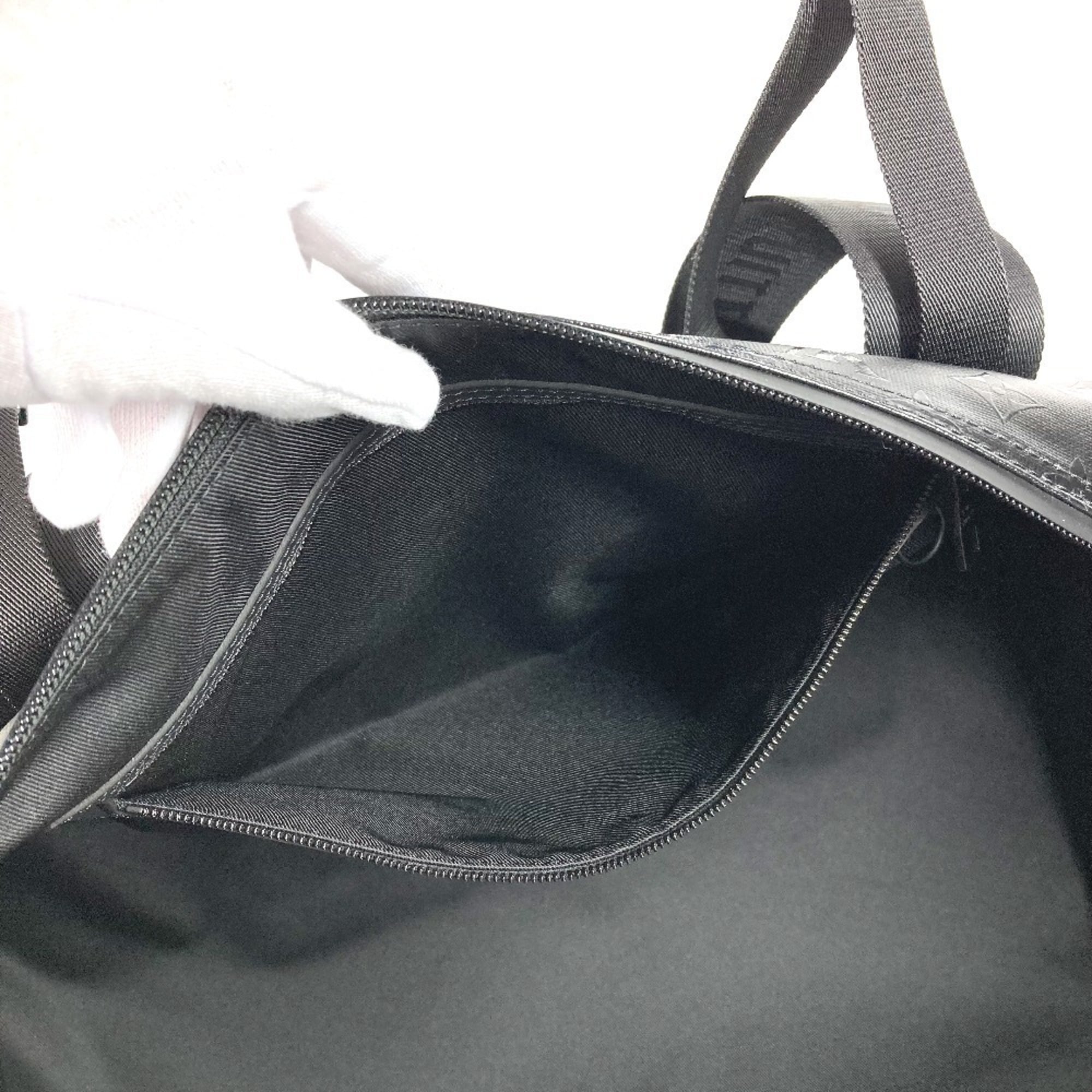 Louis Vuitton Black Leather Canvas Boston Bag Shoulder Bag (Pre-Owned)