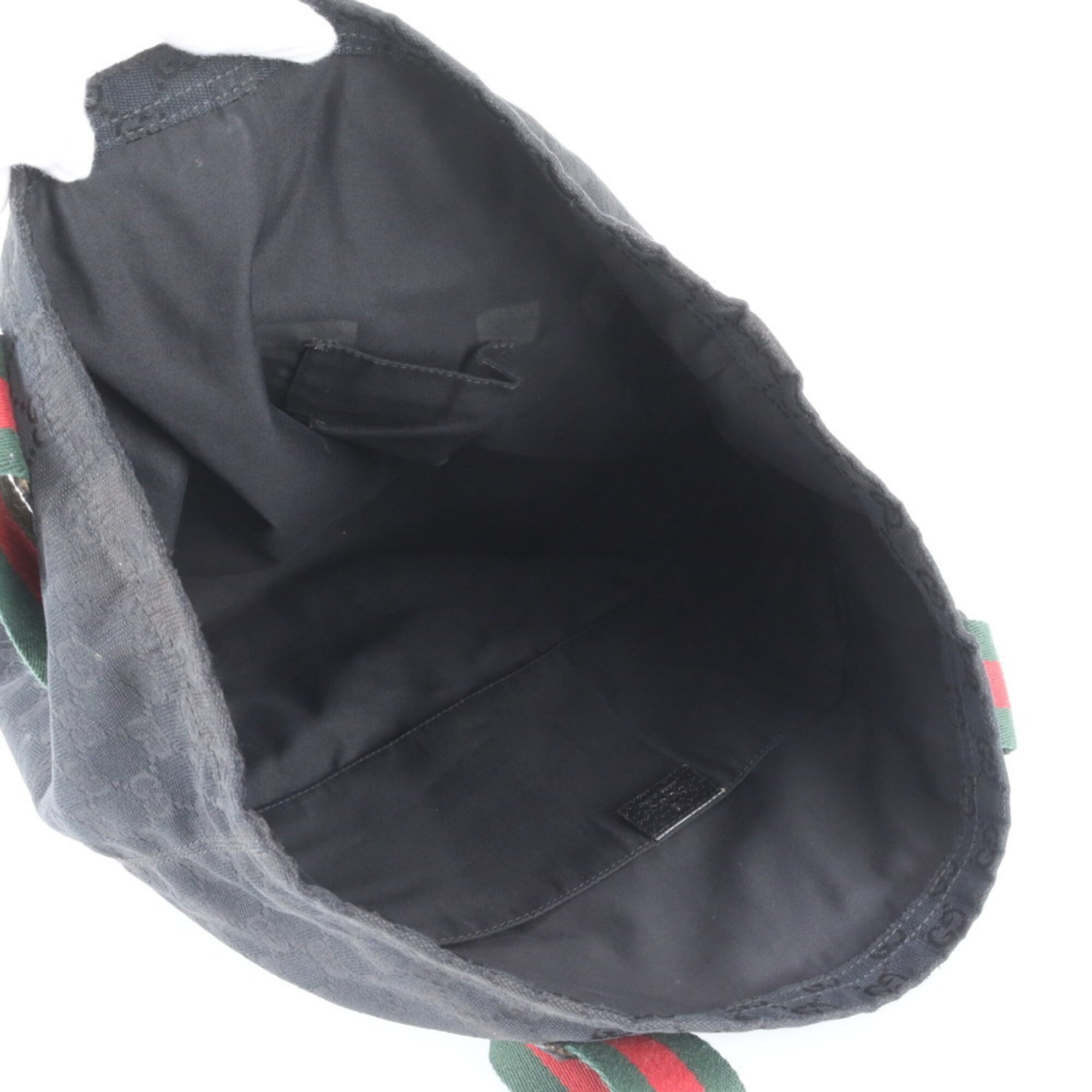 Gucci Black Leather Canvas Shoulder Bag Tote Bag (Pre-Owned)
