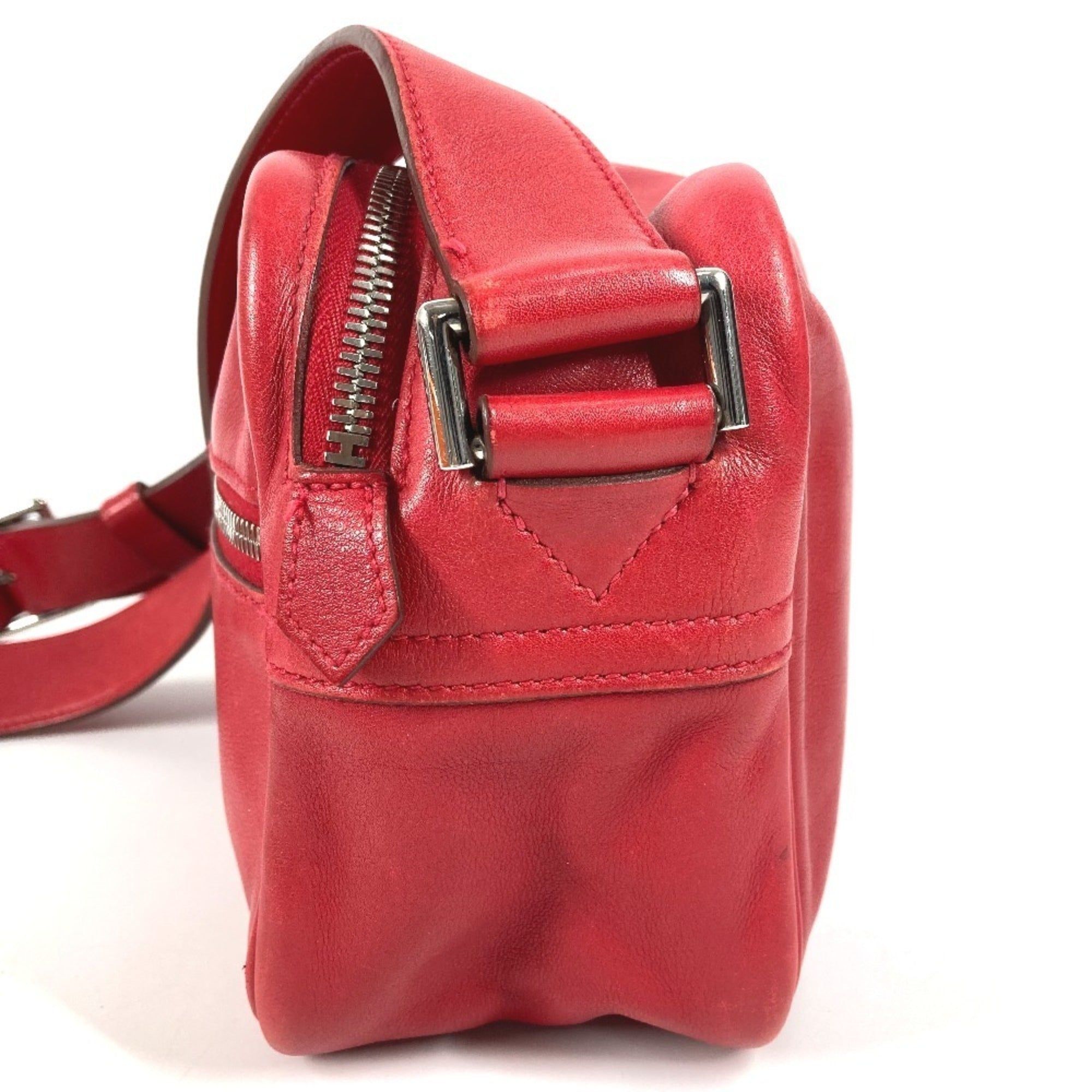 Hermes Red Color Leather Pochette Shoulder Bag (Pre-Owned)