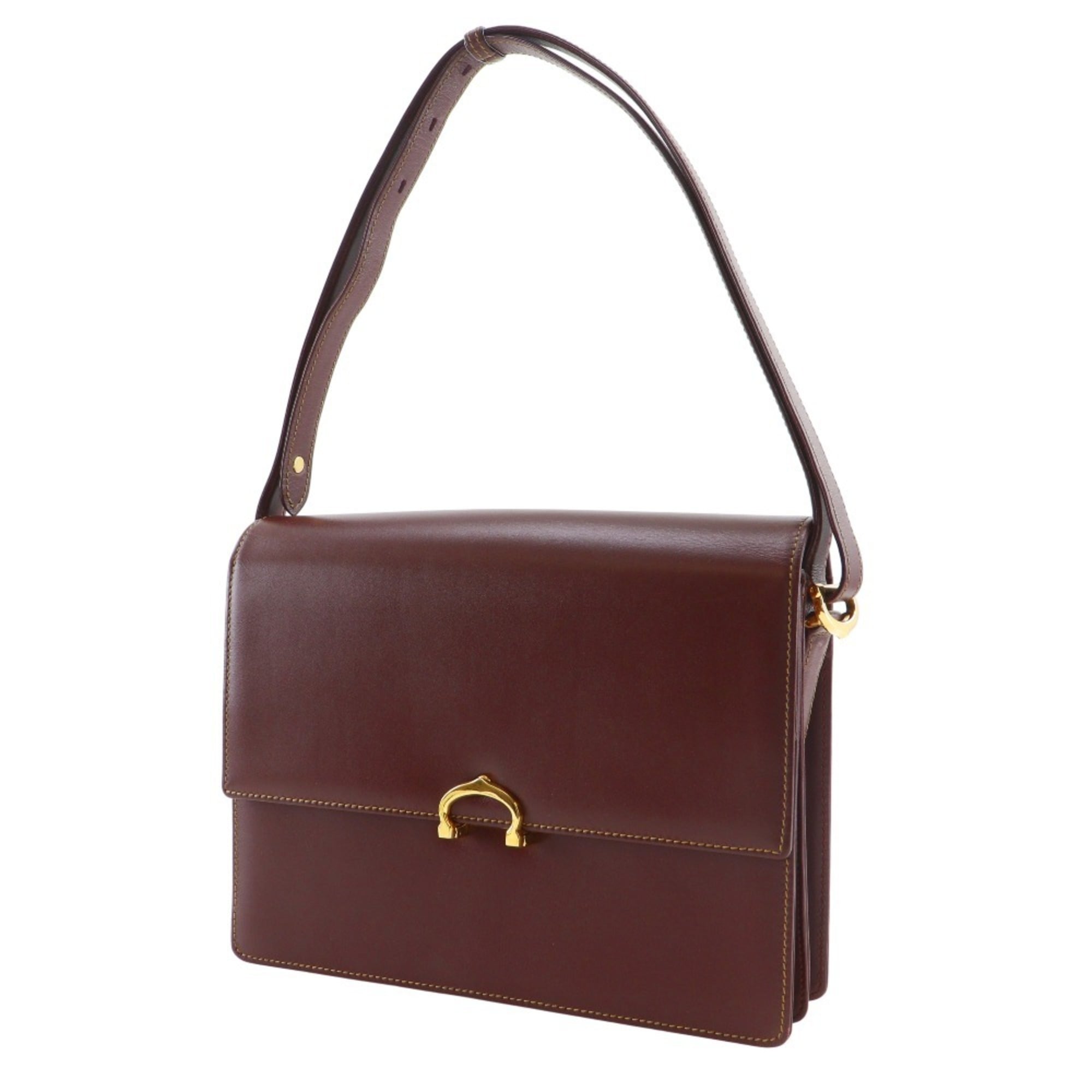 Cartier Must Bordeaux Leather Shoulder Bag (Pre-Owned)