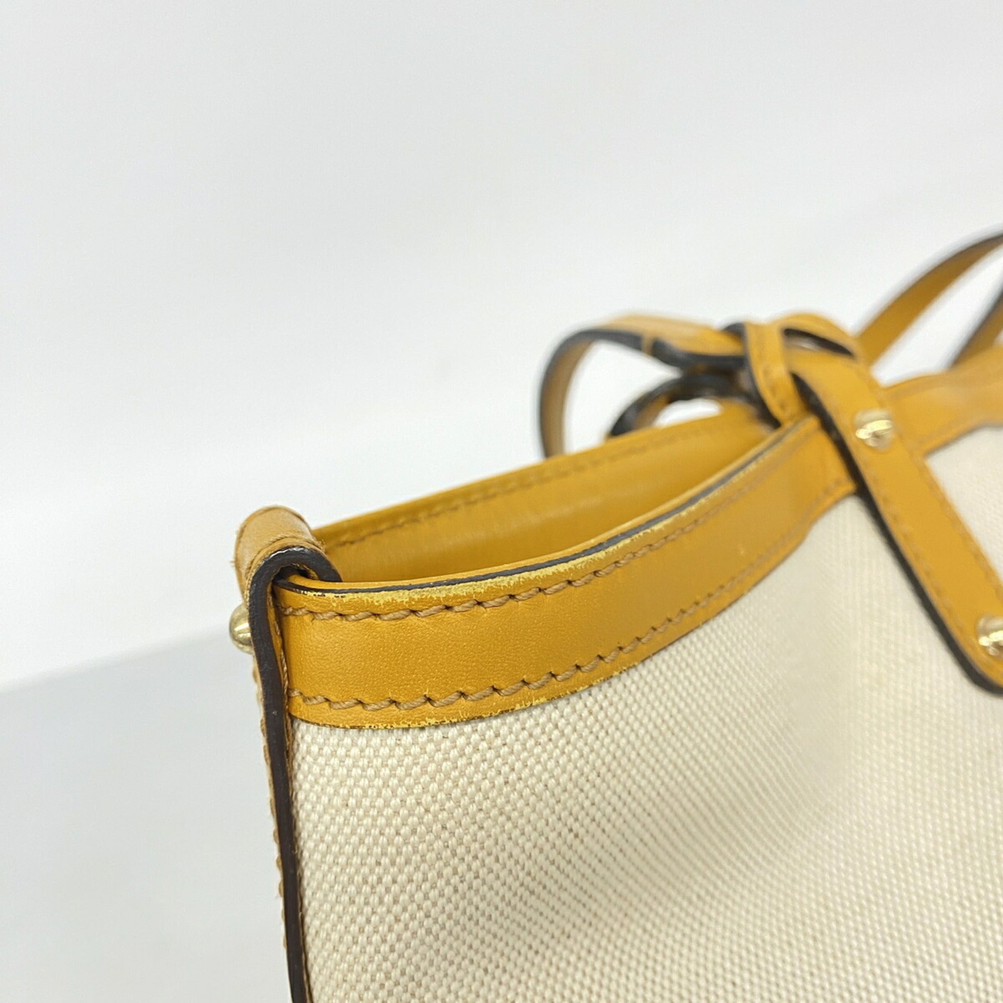 Gucci Beige Yellow Canvas Tote Bag (Pre-Owned)