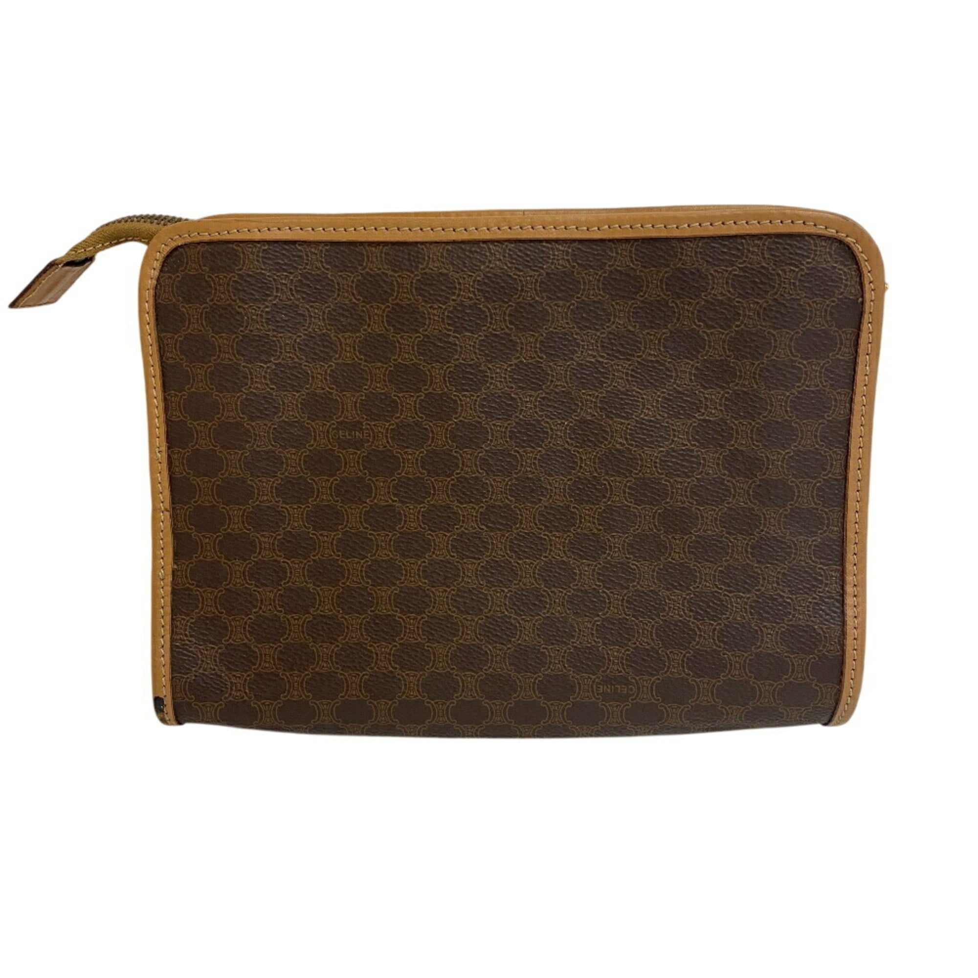 Celine Macadam Beige Leather Clutch Bag (Pre-Owned)