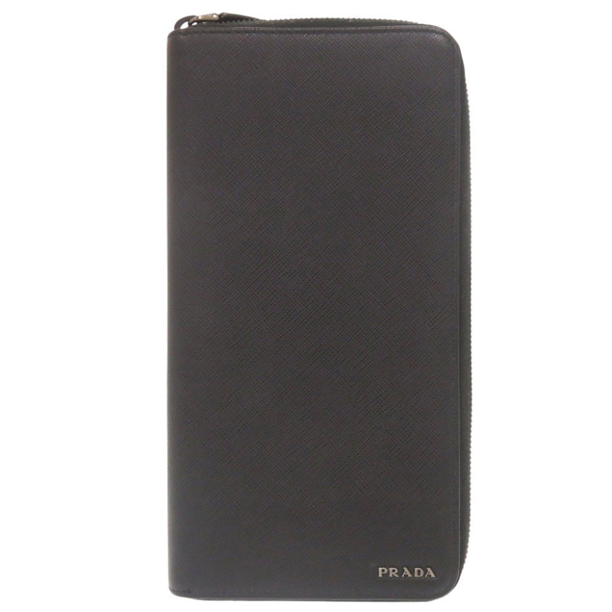 Prada Black Leather Saffiano Long Wallet (Bi-Fold) (Pre-Owned)