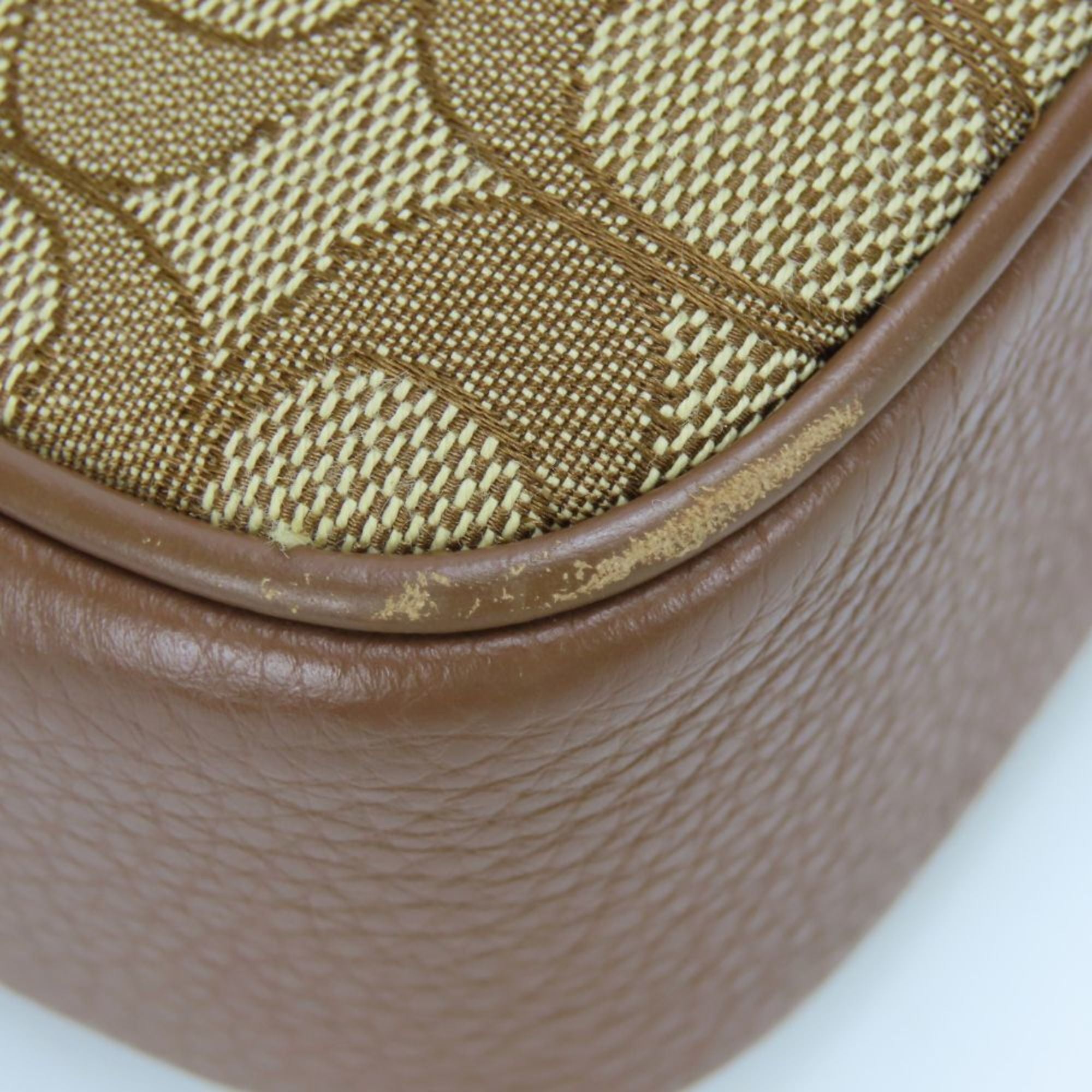 Coach Bordeaux Brown Canvas Leather Pochette Shoulder Bag (Pre-Owned)