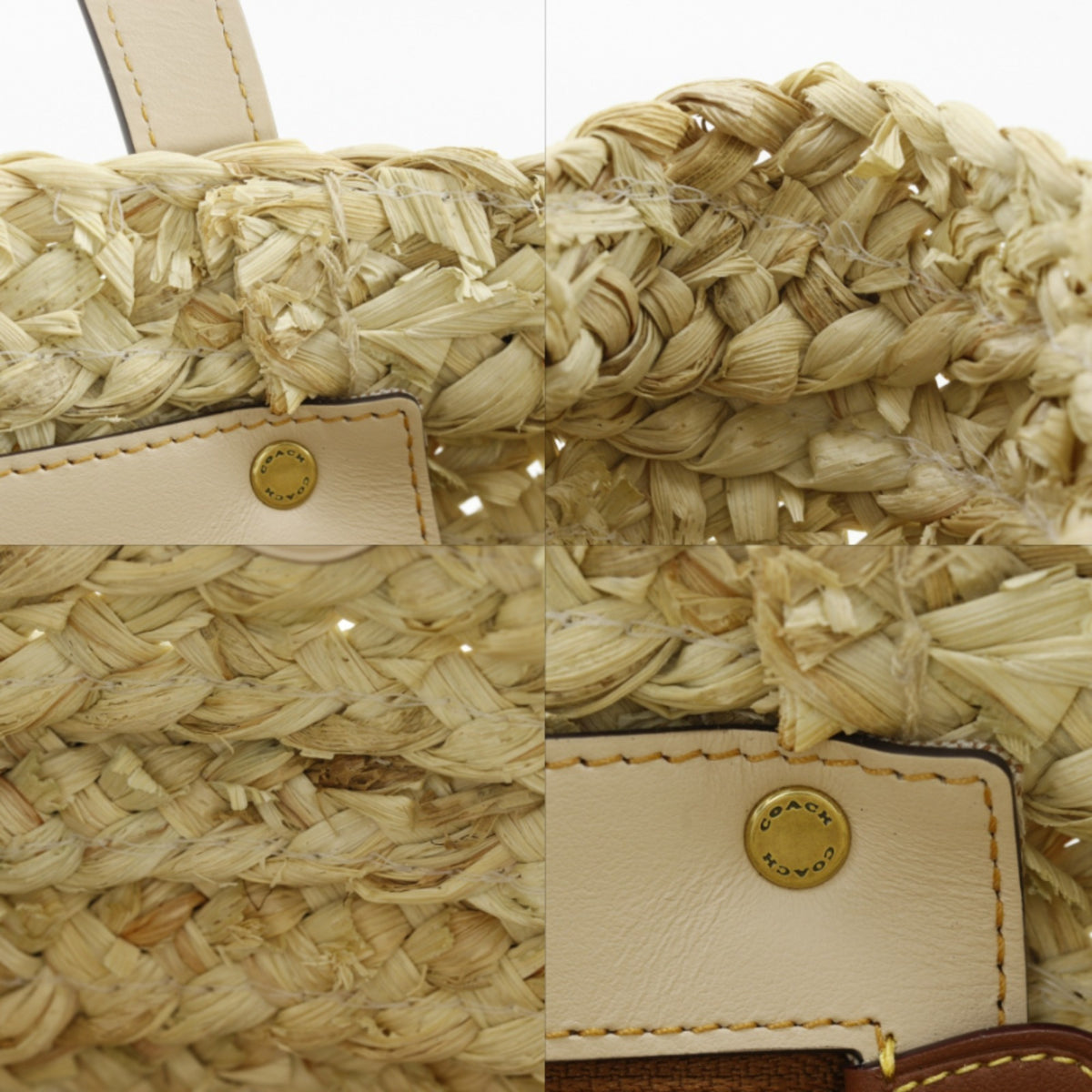 Coach Beige Straw Leather Tote Bag (Pre-Owned)