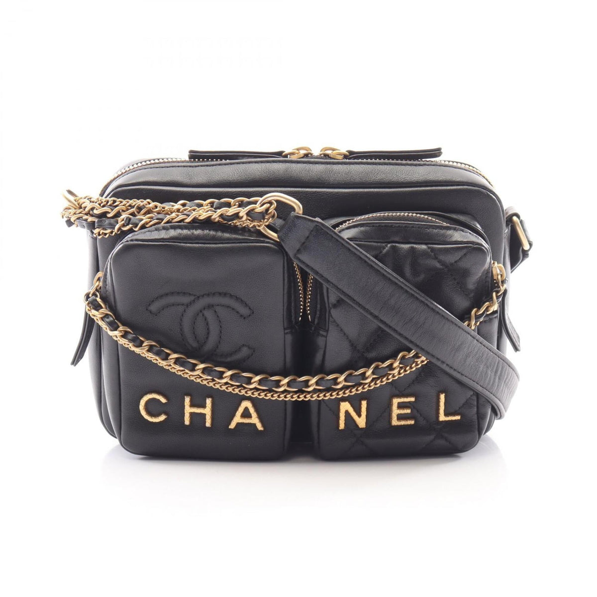 Chanel Black Leather Handbag Shoulder Bag (Pre-Owned)