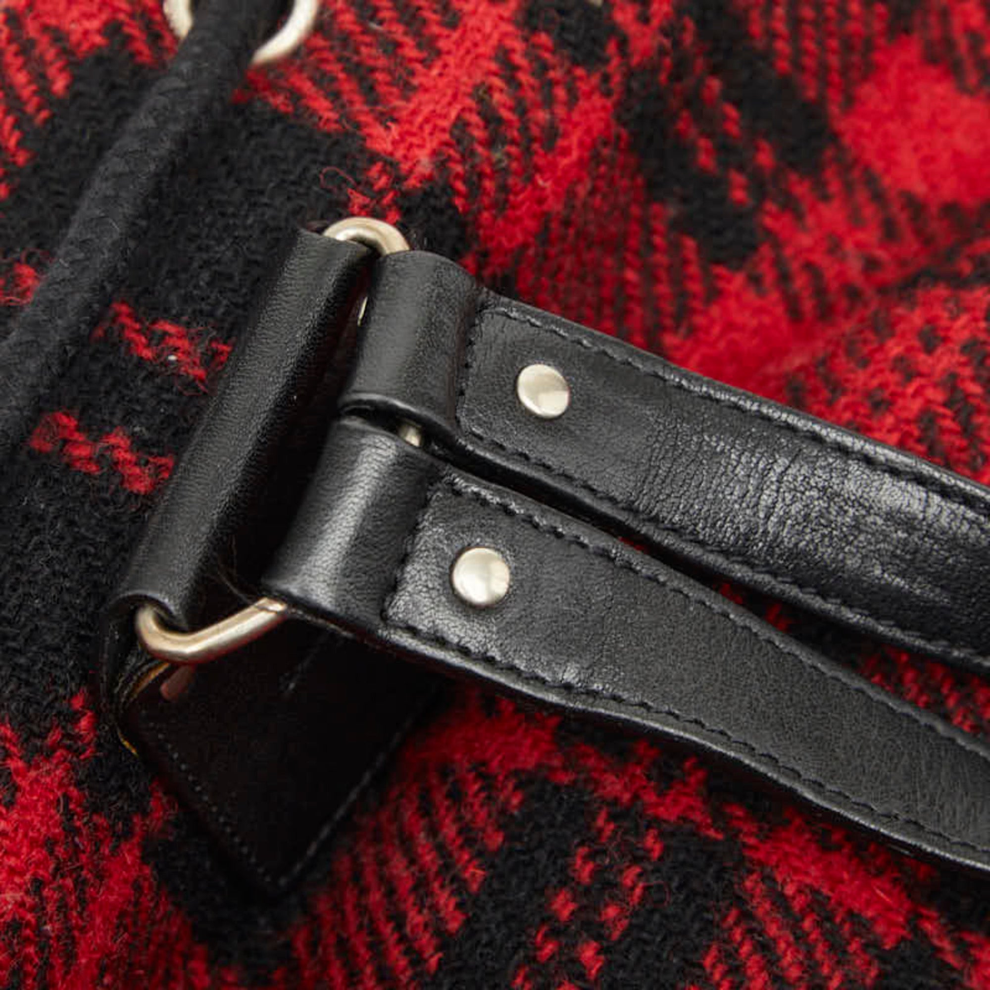 Saint Laurent Red Color Leather Wool Backpack (Pre-Owned)