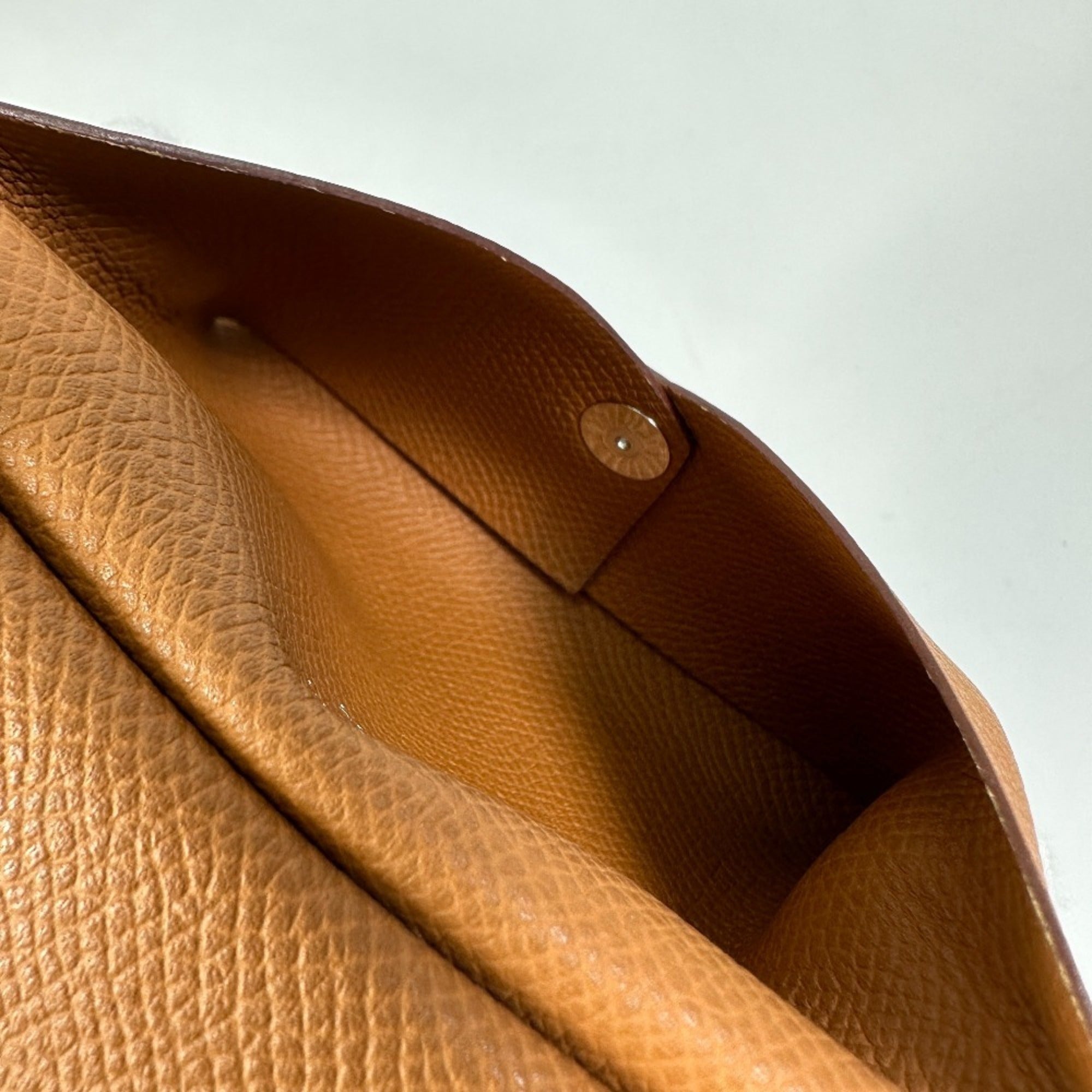 Hermes Brown Gold Brown Epsom Leather Coin Purse/Coin Case (Pre-Owned)