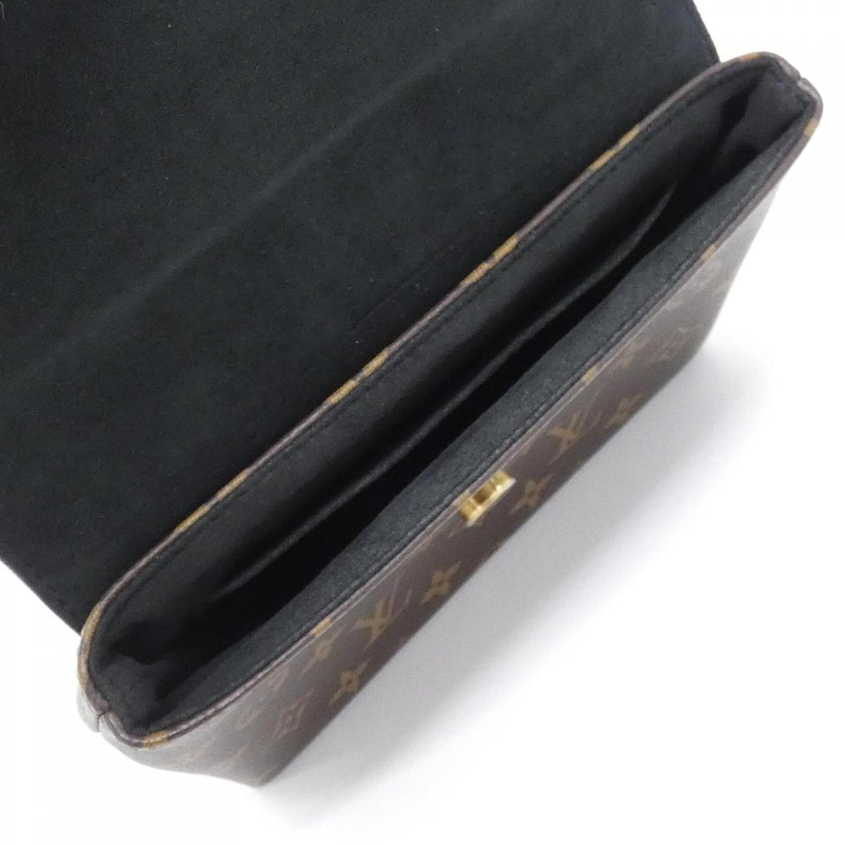 Louis Vuitton Black Brown Coated Canvas Leather Handbag (Pre-Owned)