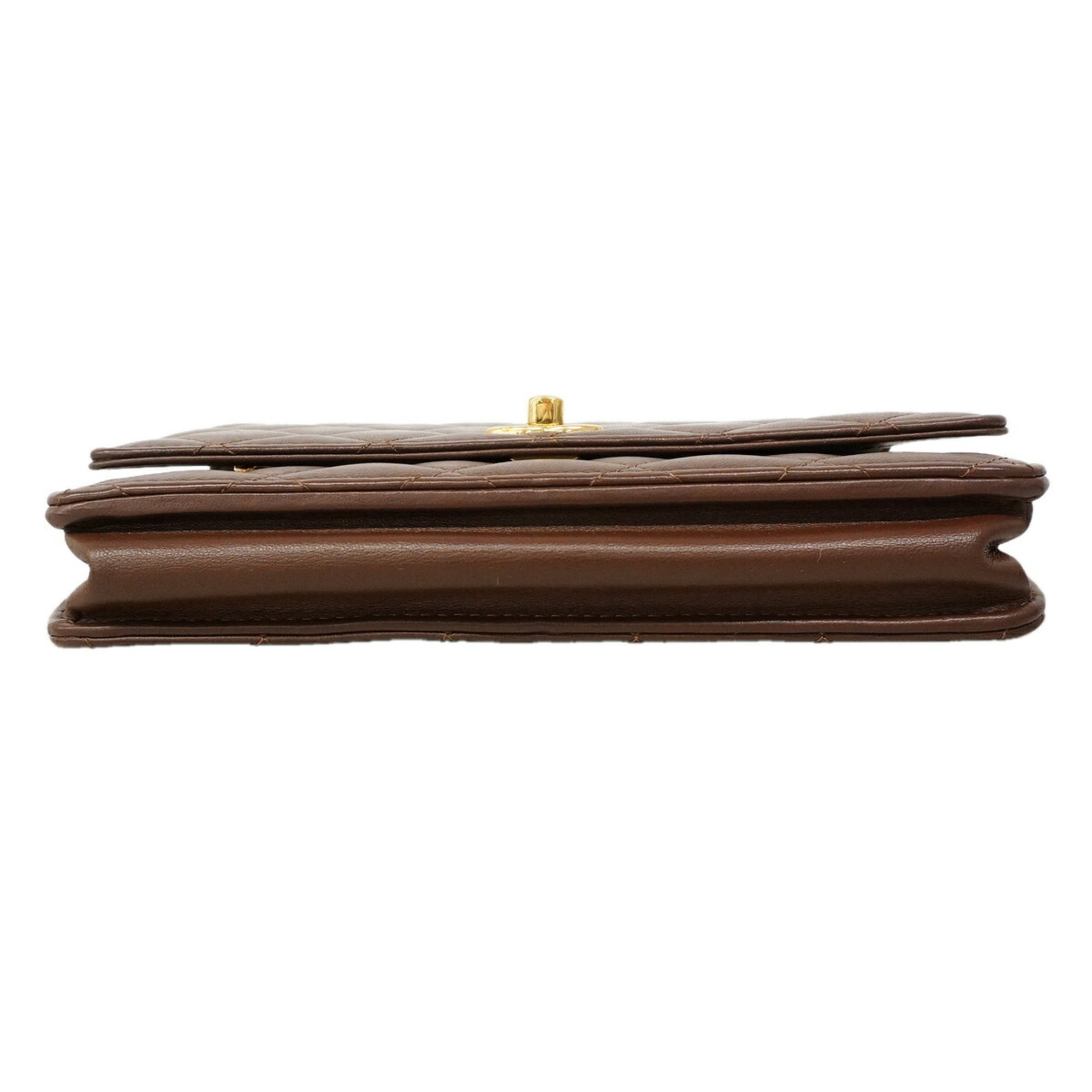 Chanel Brown Leather Chain/Shoulder Wallet (Pre-Owned)