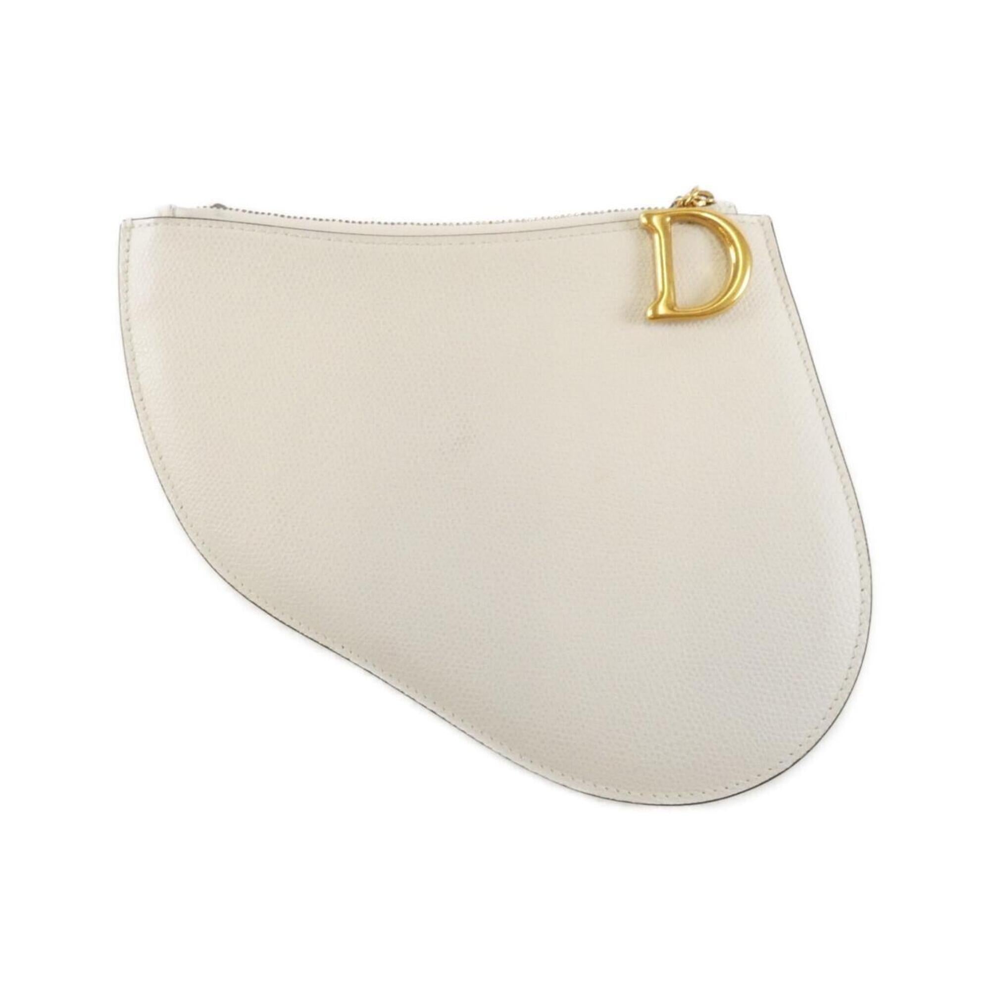 Christian Dior White Leather Saddle Bag Shoulder Bag (Pre-Owned)