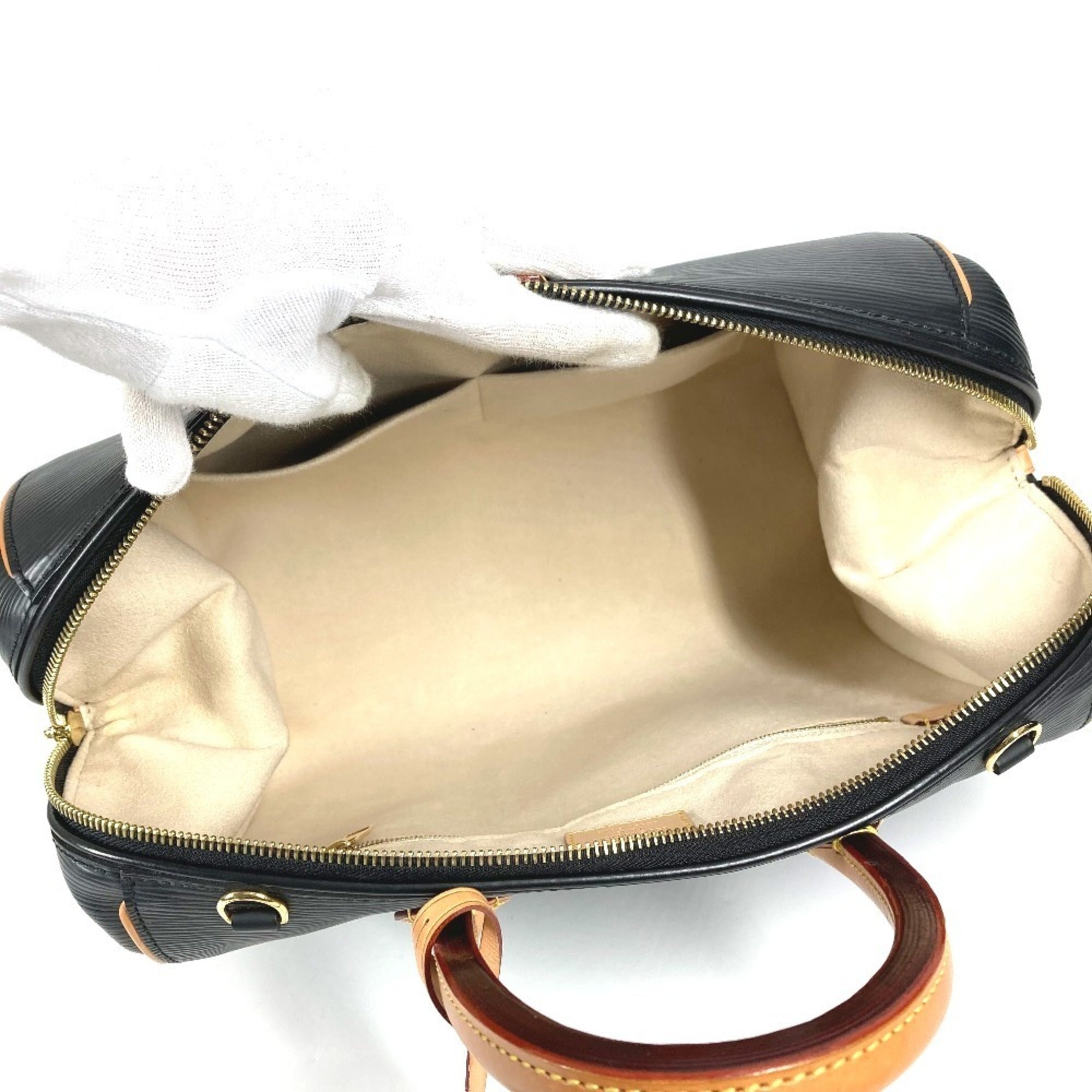 Louis Vuitton Black Noir Epi Leather Boston Bag Handbag Shoulder Bag (Pre-Owned)