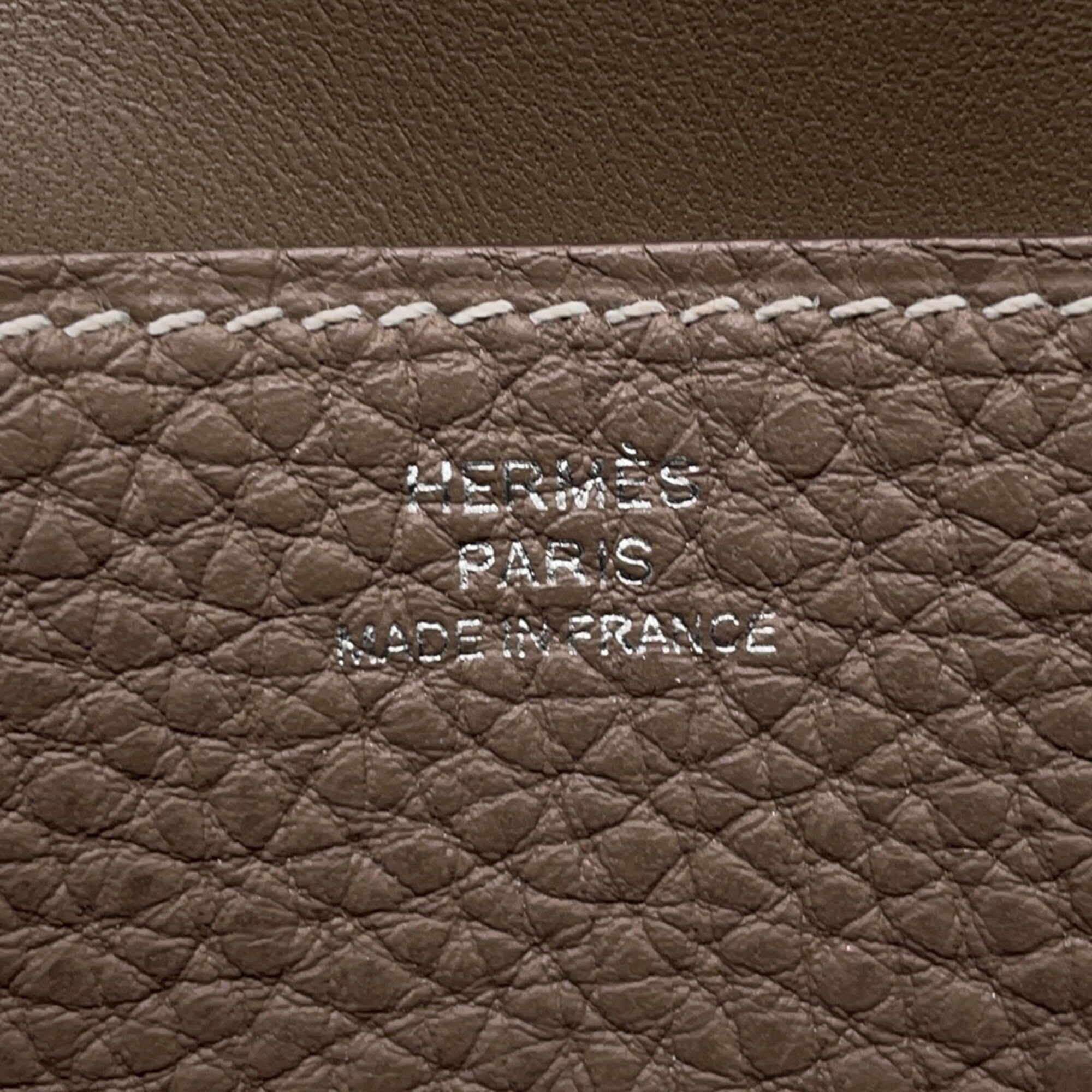 Hermes Etoupe Gray Togo Leather Long Wallet (Bi-Fold) (Pre-Owned)