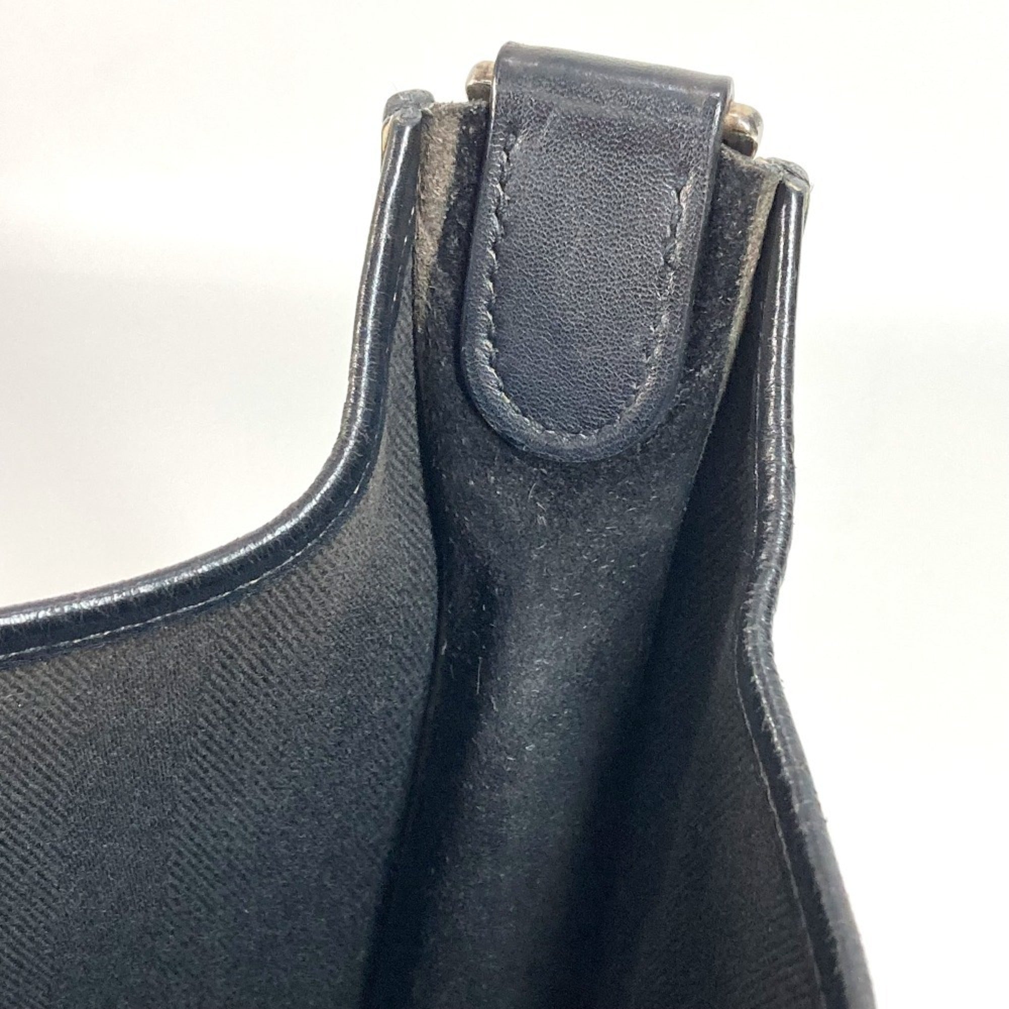 Hermes Black Leather Canvas Pochette Shoulder Bag (Pre-Owned)