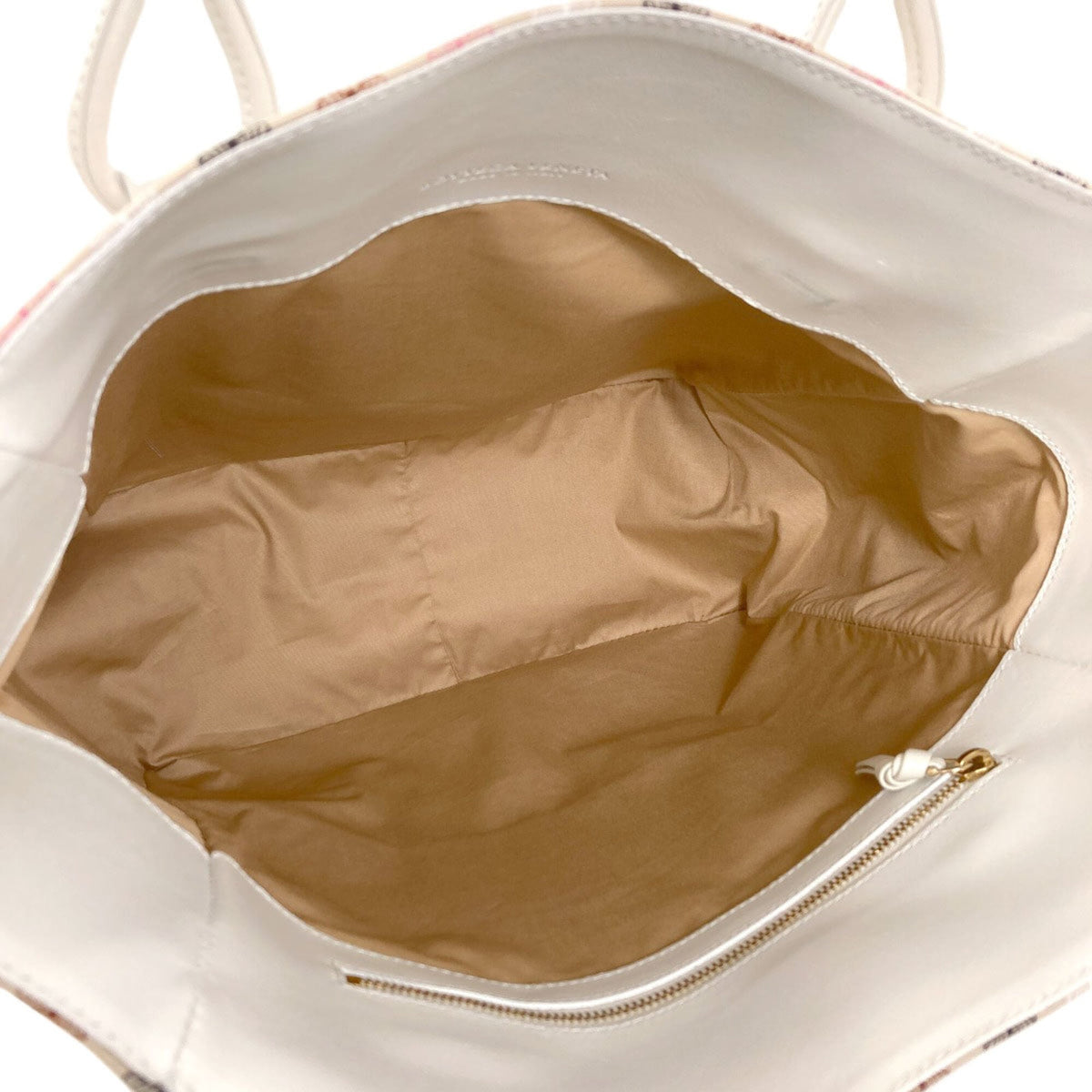 Bottega Veneta Beige Pink White Canvas Tote Bag (Pre-Owned)