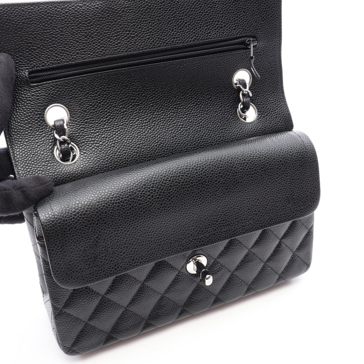 Chanel Black Grained Calfskin Handbag Shoulder Bag (Pre-Owned)