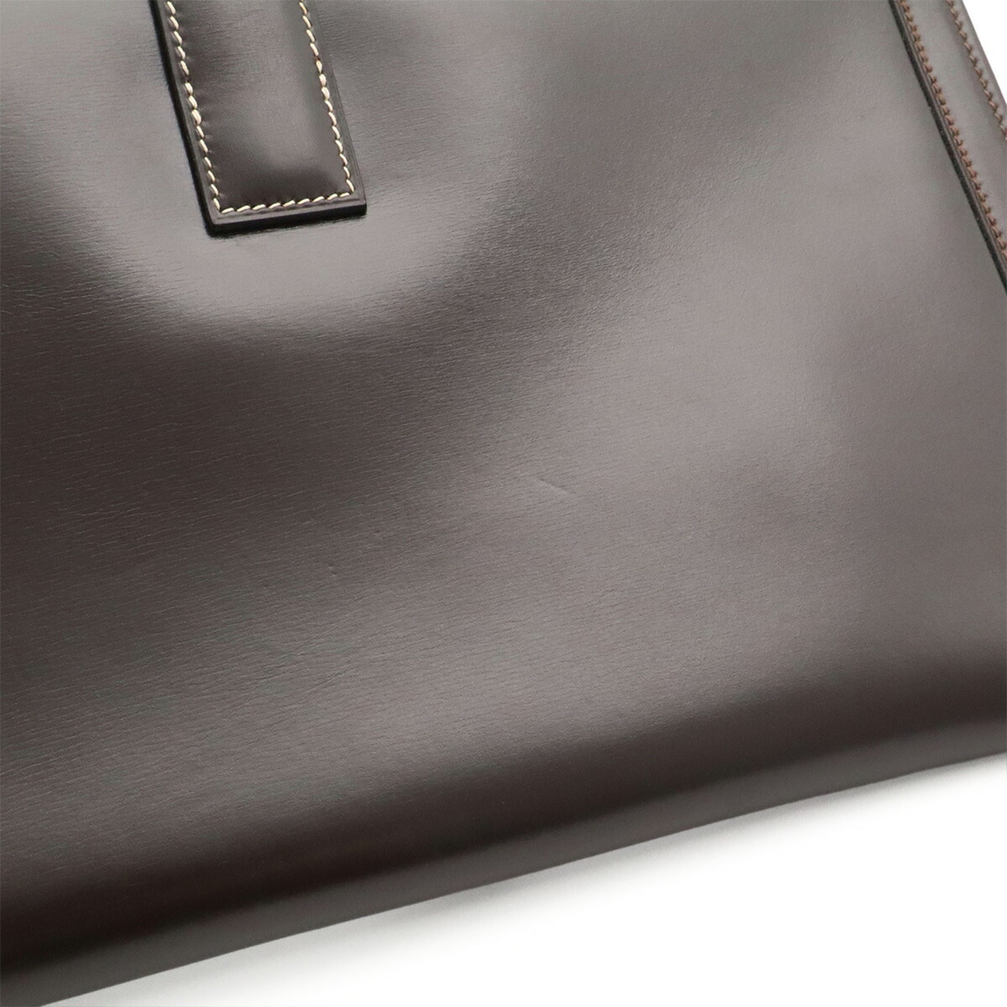 Hermes Jige Dark Brown Leather Clutch Bag Handbag (Pre-Owned)