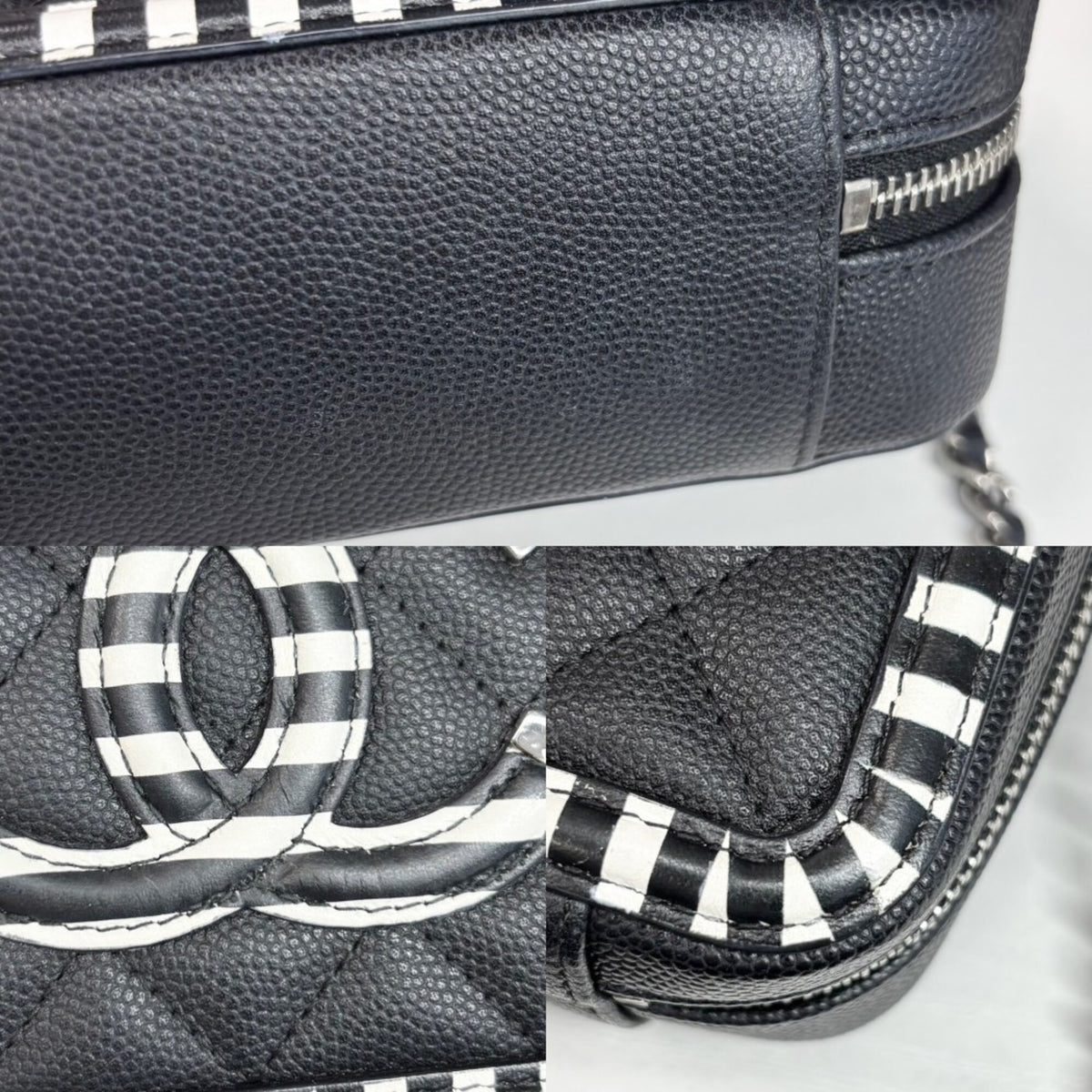 Chanel Matelasse Black Grained Calfskin Shoulder Bag (Pre-Owned)