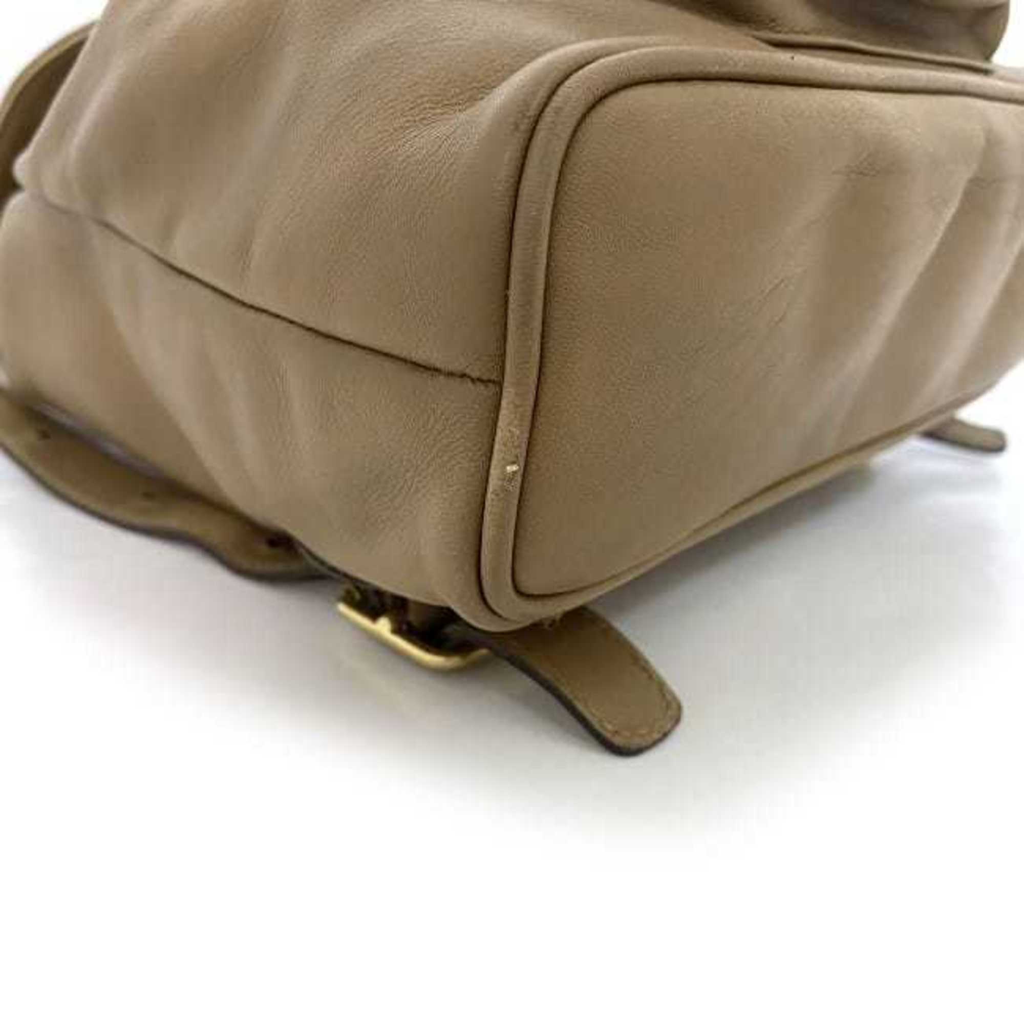 Gucci Beige Leather Bamboo Backpack (Pre-Owned)