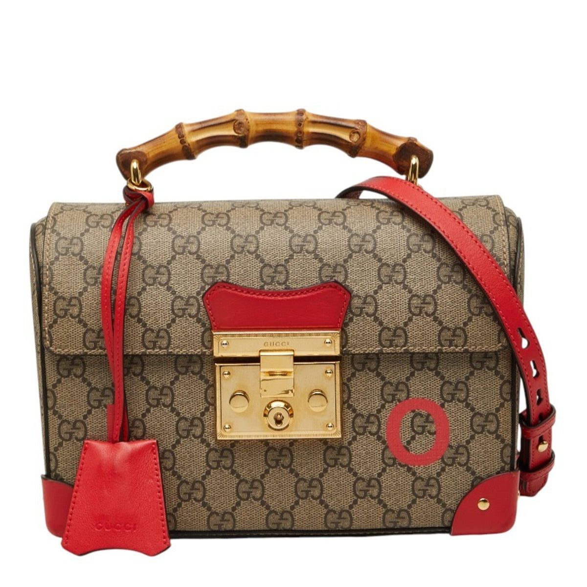Gucci Beige Red Color Pvc Leather Handbag Shoulder Bag (Pre-Owned)