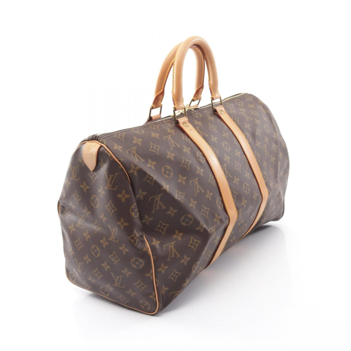Louis Vuitton Brown Coated Canvas Leather Boston Bag Handbag (Pre-Owned)