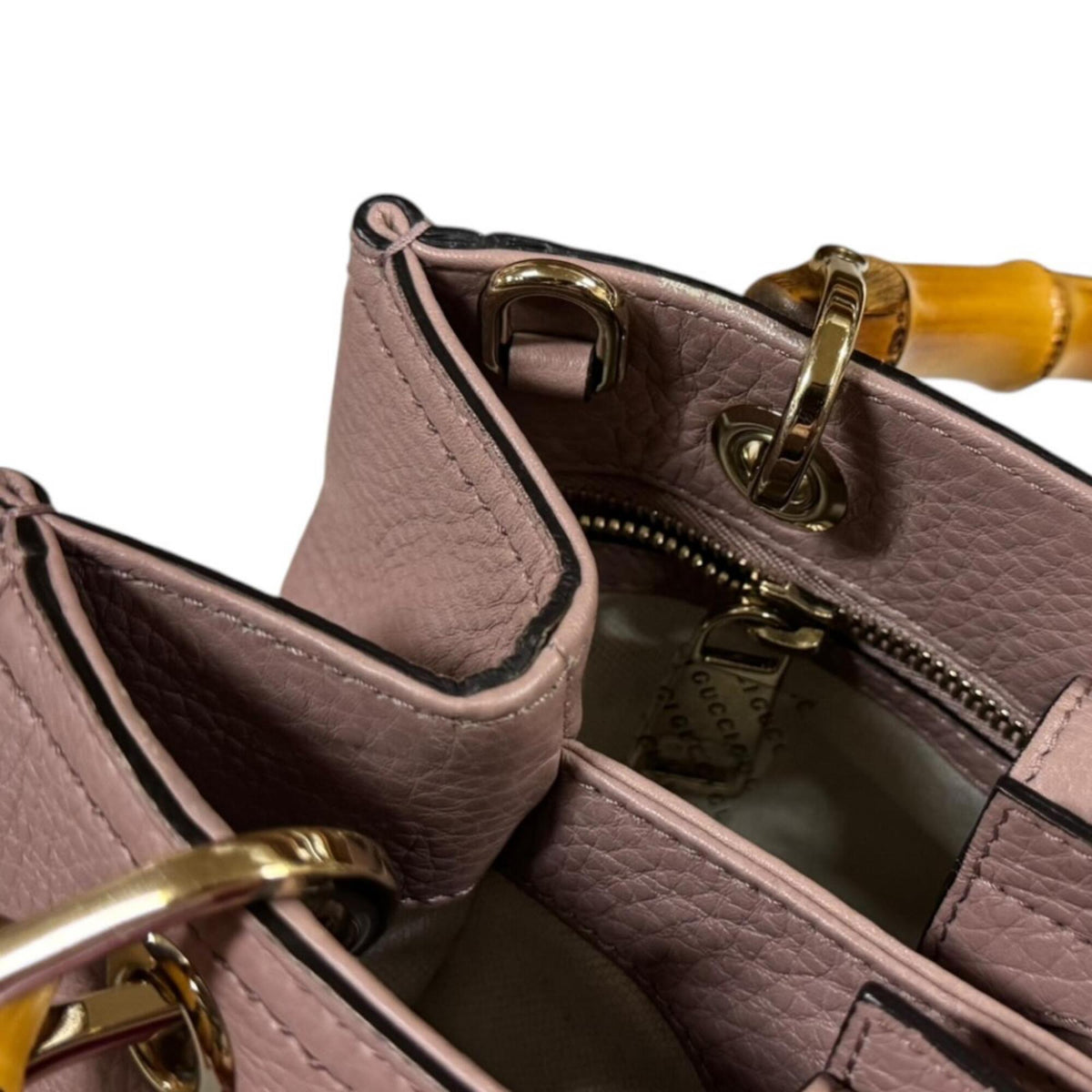 Gucci Pink Bamboo Handbag Shoulder Bag (Pre-Owned)