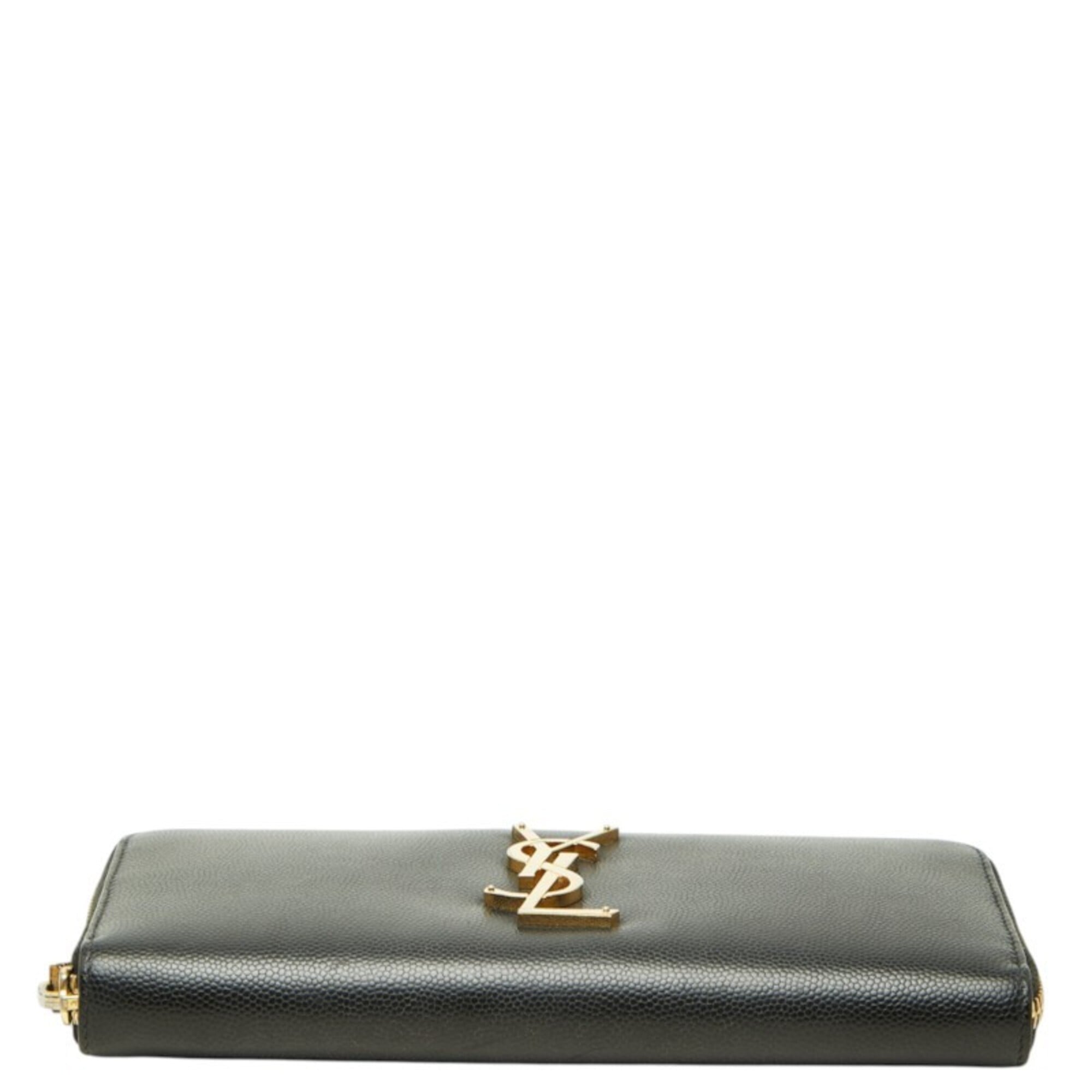 Saint Laurent Black Leather Long Wallet (Bi-Fold) (Pre-Owned)