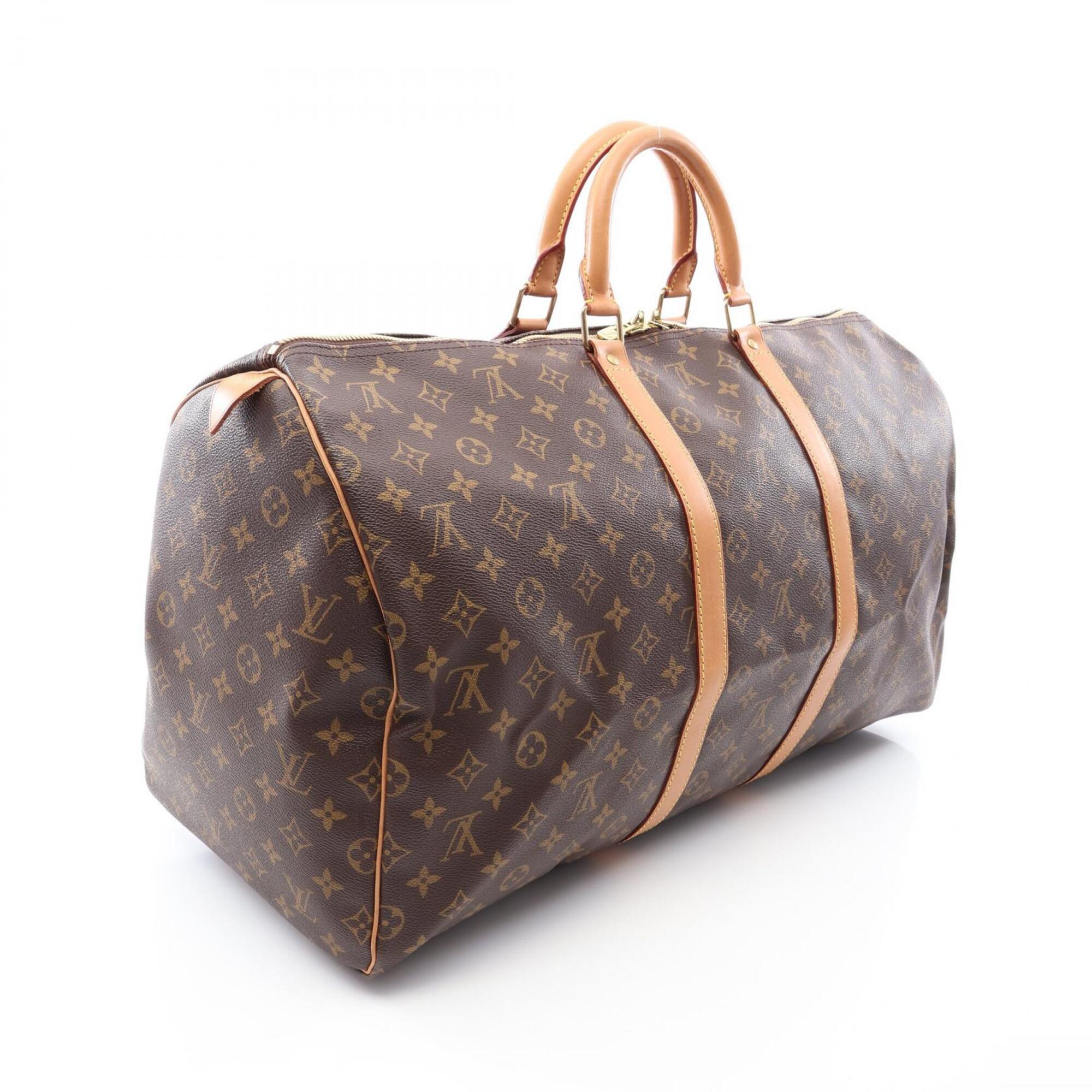 Louis Vuitton Brown Coated Canvas Leather Boston Bag Handbag (Pre-Owned)
