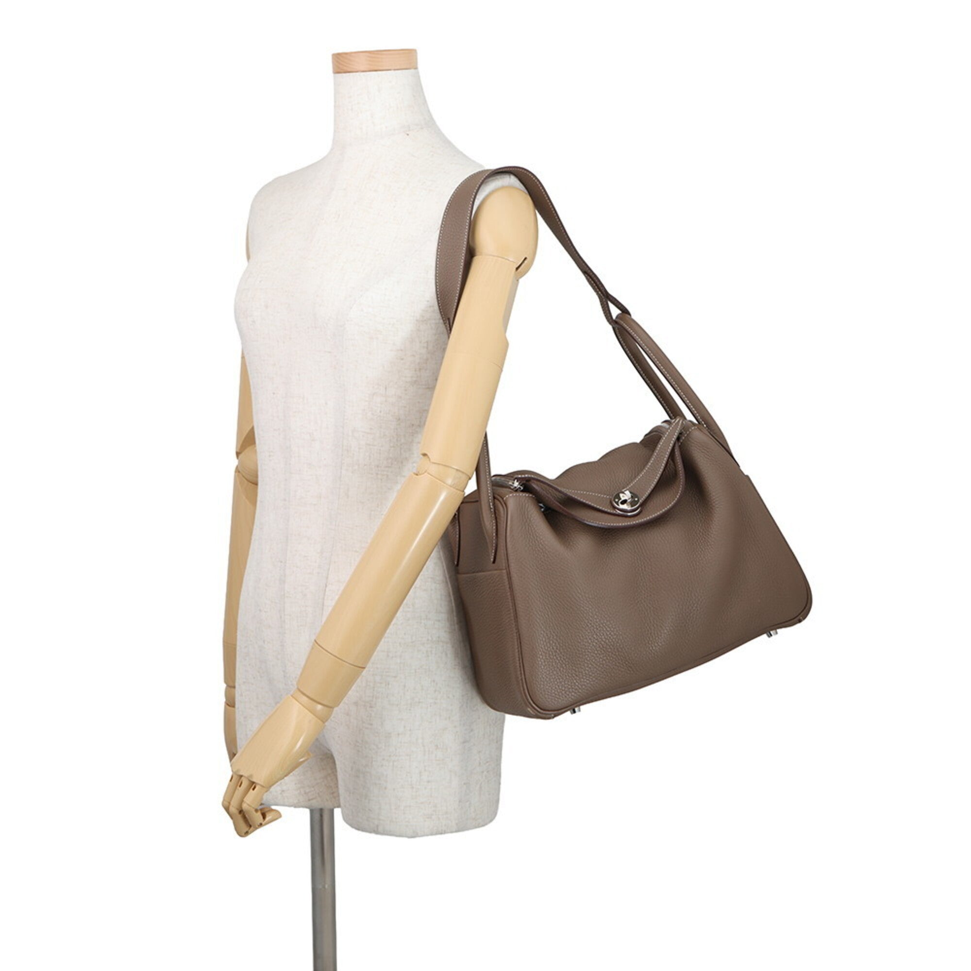 Hermes Etoupe Gray Taurillon Clemence Leather Handbag (Pre-Owned)