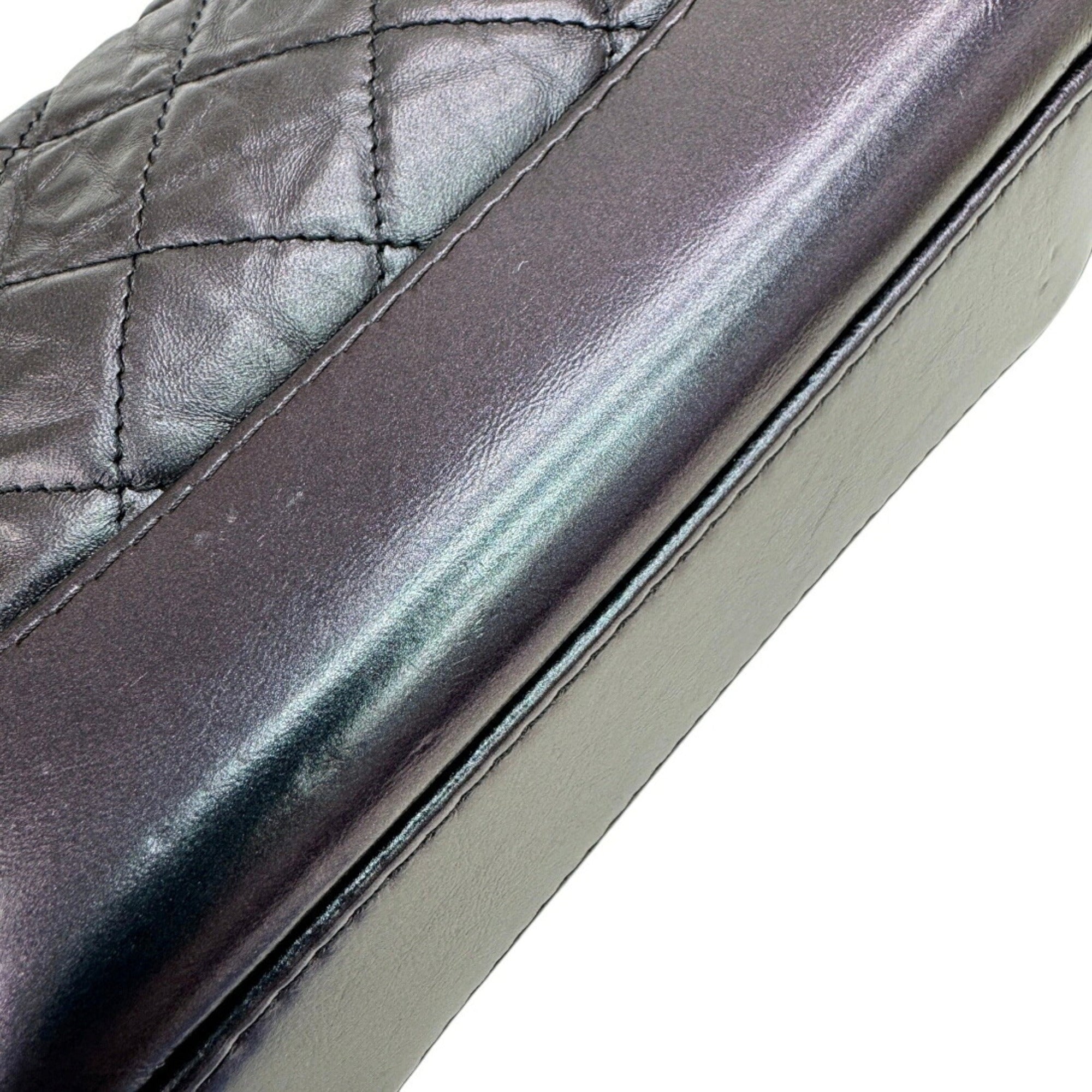 Chanel Metallic Black Leather Shoulder Bag (Pre-Owned)