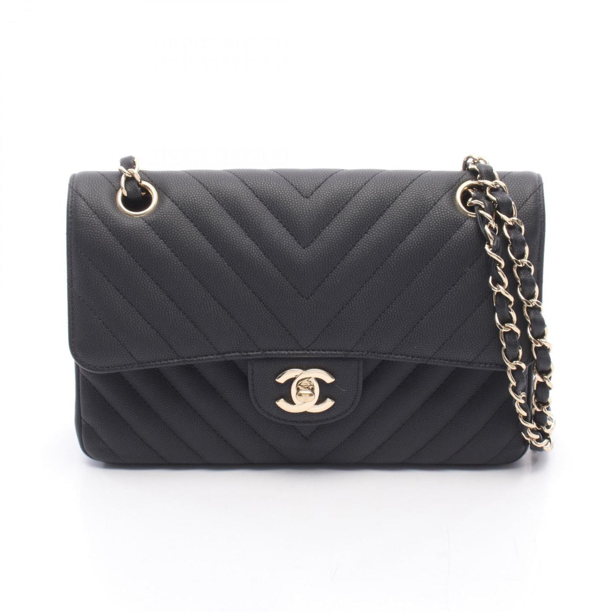 Chanel Black Grained Calfskin Handbag Shoulder Bag (Pre-Owned)