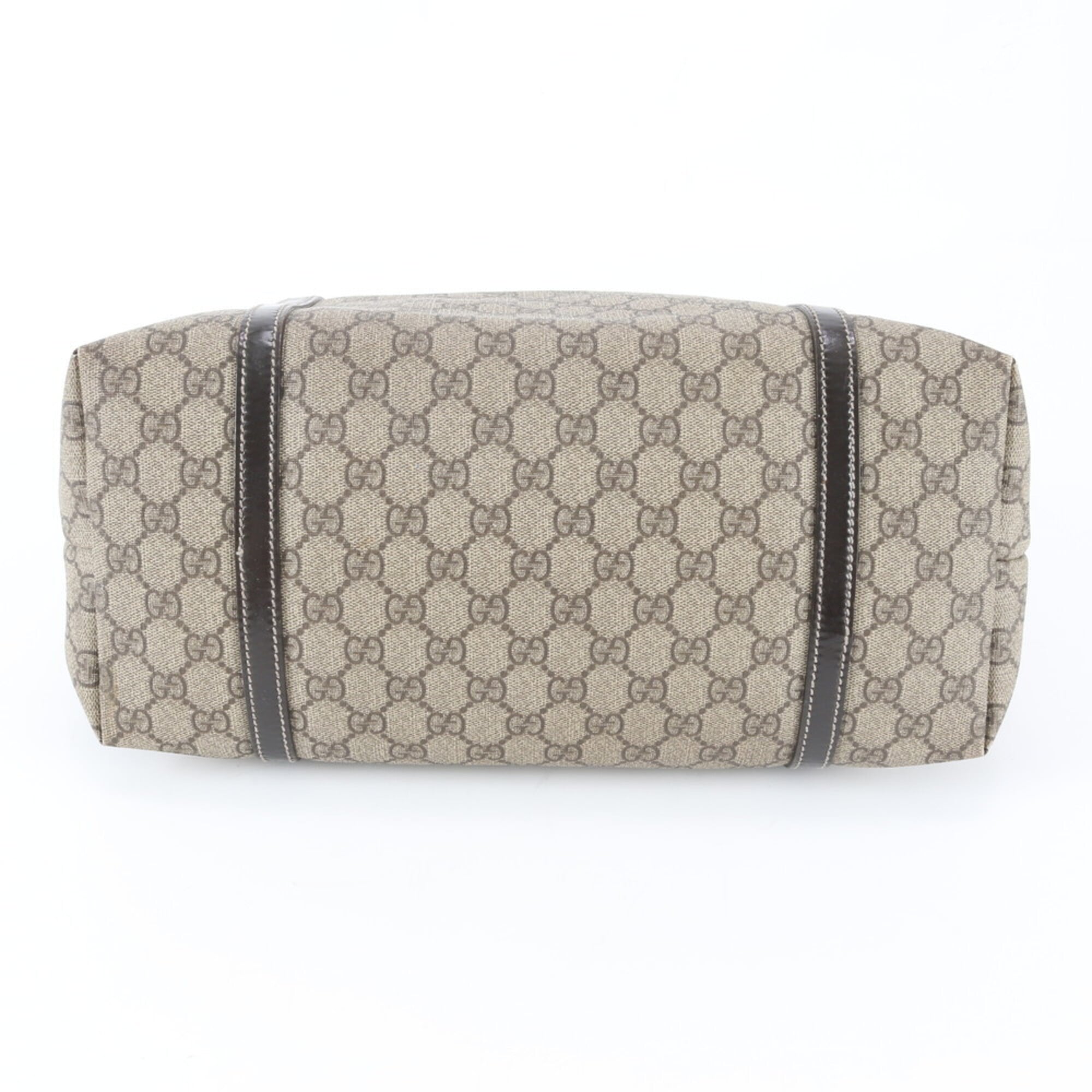 Gucci Beige Brown Leather Coated Canvas Handbag Shoulder Bag Tote Bag (Pre-Owned)