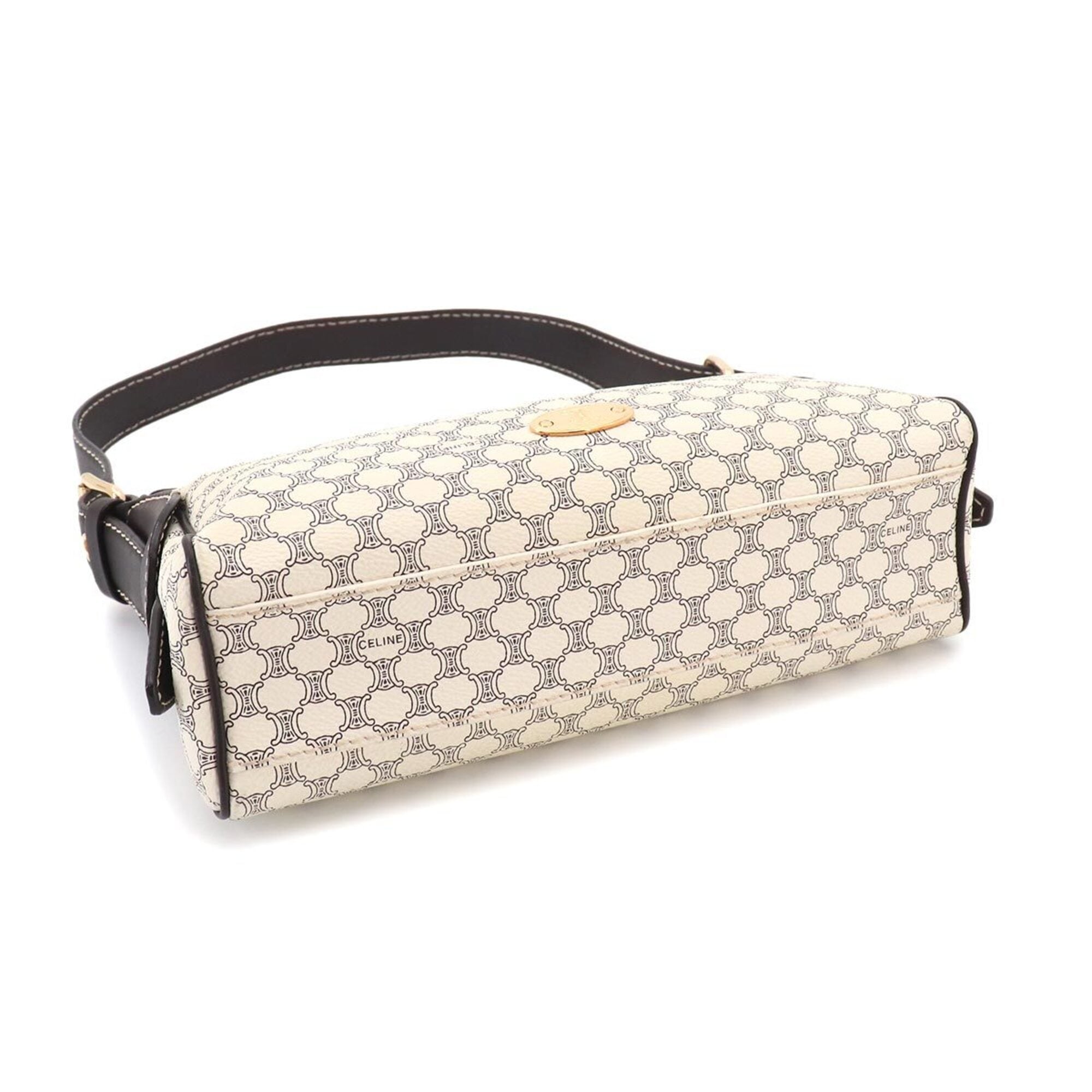 Celine Brown White Pvc Leather Handbag Shoulder Bag (Pre-Owned)