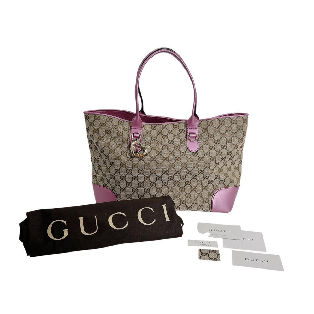 Gucci Brown Pink Gg Canvas Tote Bag (Pre-Owned)