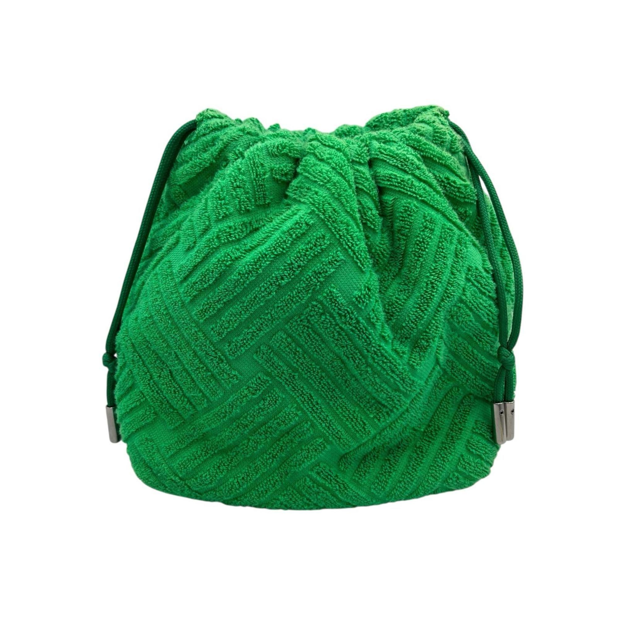 Bottega Veneta Green Pile Fabric Beach Bag Pouch (Pre-Owned)
