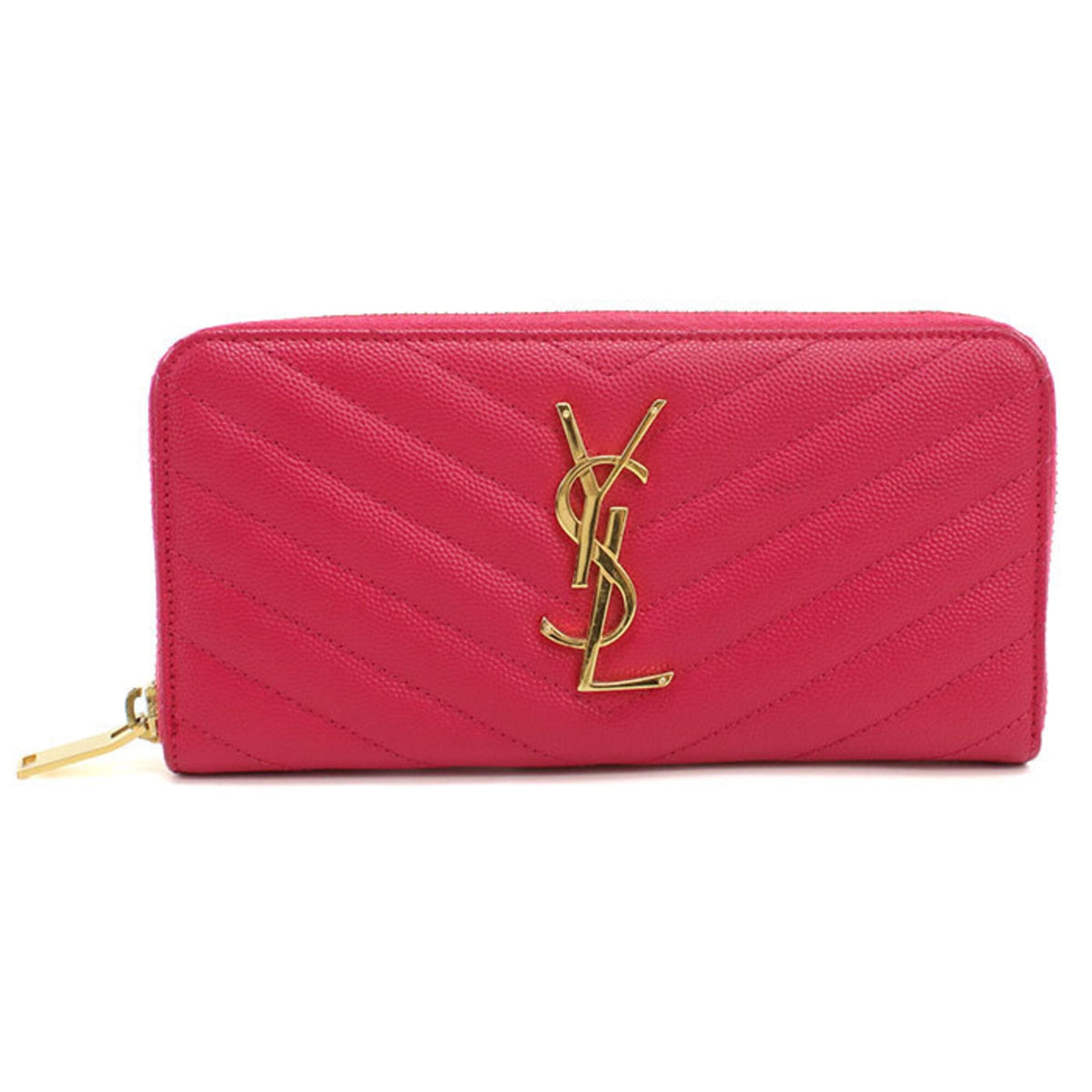 Saint Laurent Pink Leather Long Wallet (Bi-Fold) (Pre-Owned)