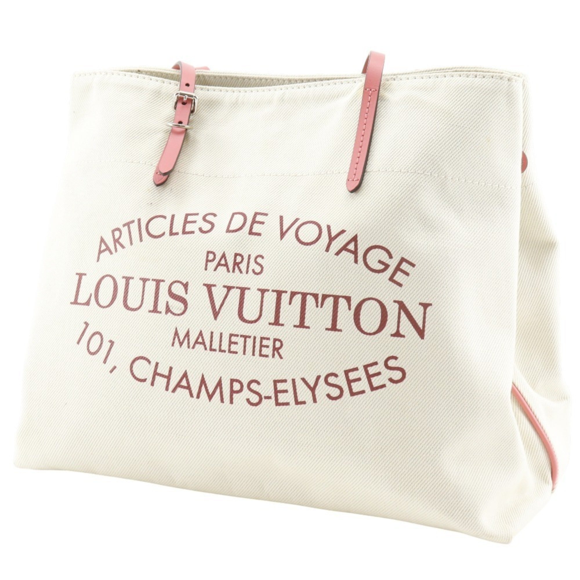 Louis Vuitton Corail Ivory Pink White Canvas Tote Bag (Pre-Owned)