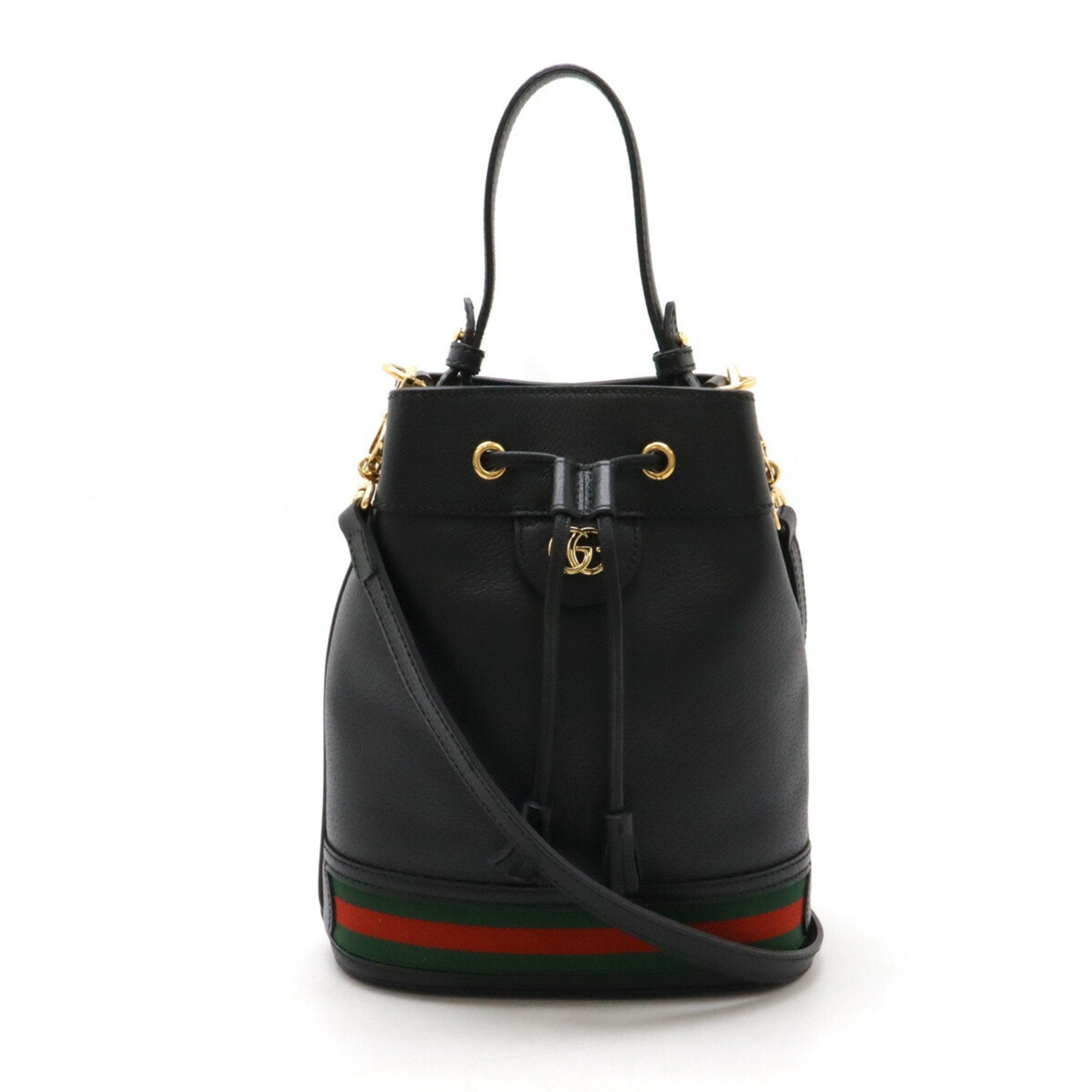 Gucci Ophidia Black Green Red Color Leather Handbag Shoulder Bag (Pre-Owned)