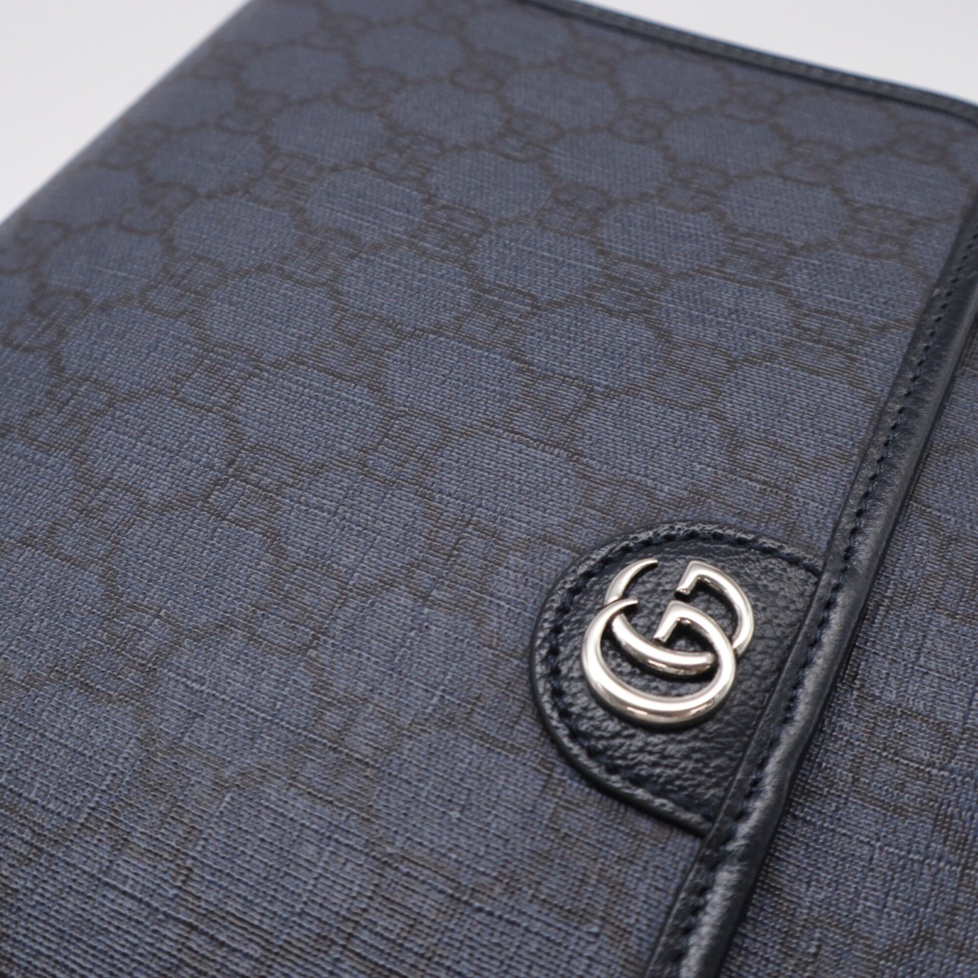 Gucci Ophidia Navy Black Canvas Leather Shoulder Bag (Pre-Owned)