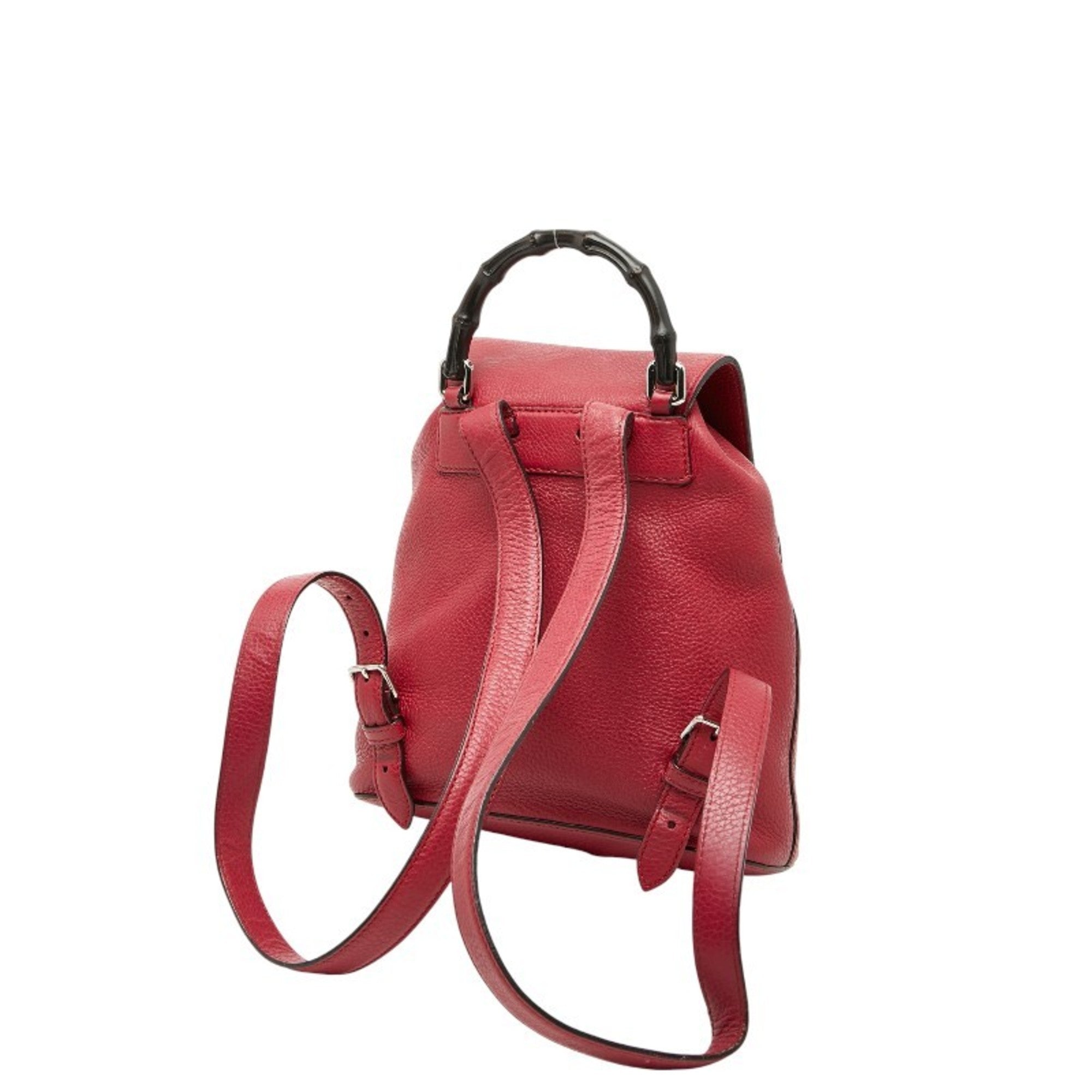 Gucci Red Color Leather Backpack (Pre-Owned)