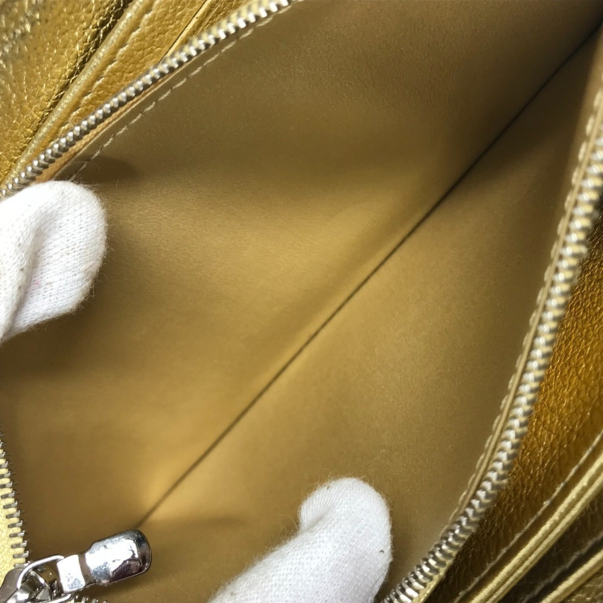 Louis Vuitton Gold Leather Long Wallet (Bi-Fold) (Pre-Owned)