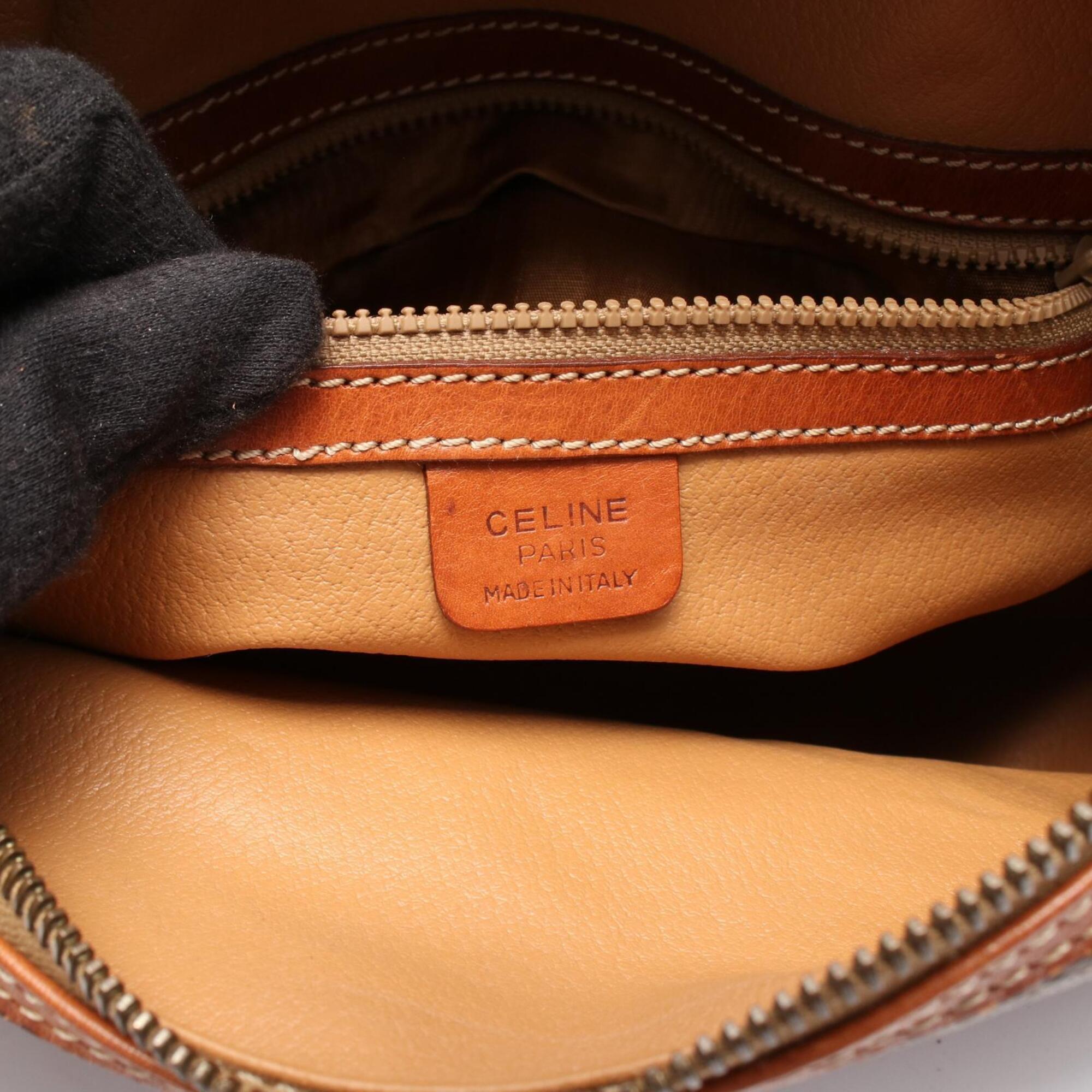 Celine Brown Coated Canvas Handbag Shoulder Bag (Pre-Owned)