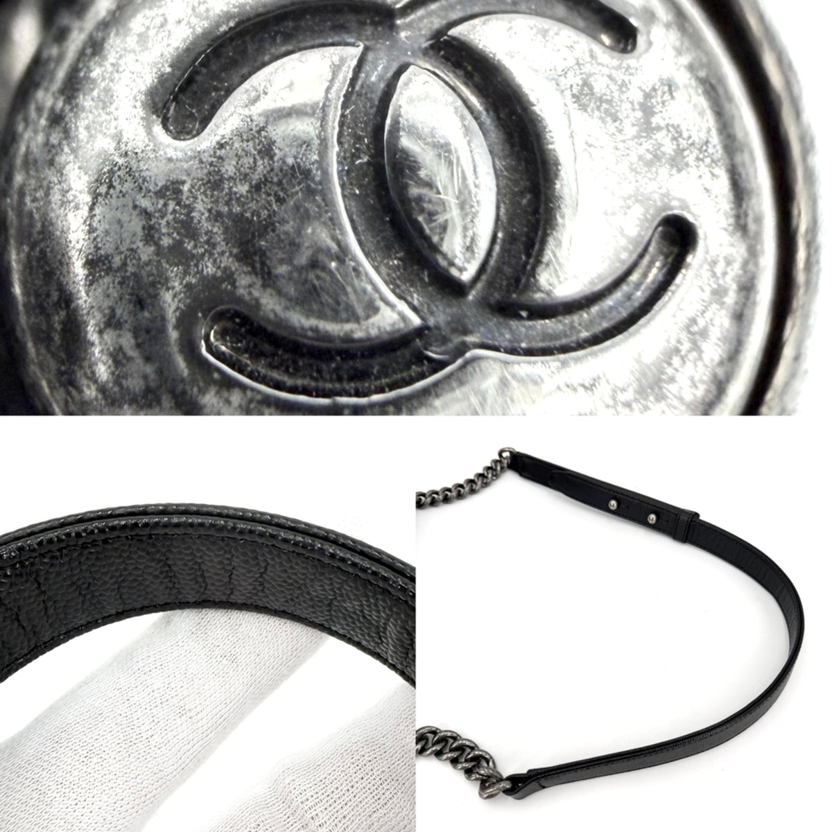 Chanel Matelasse Black Grained Calfskin Shoulder Bag (Pre-Owned)