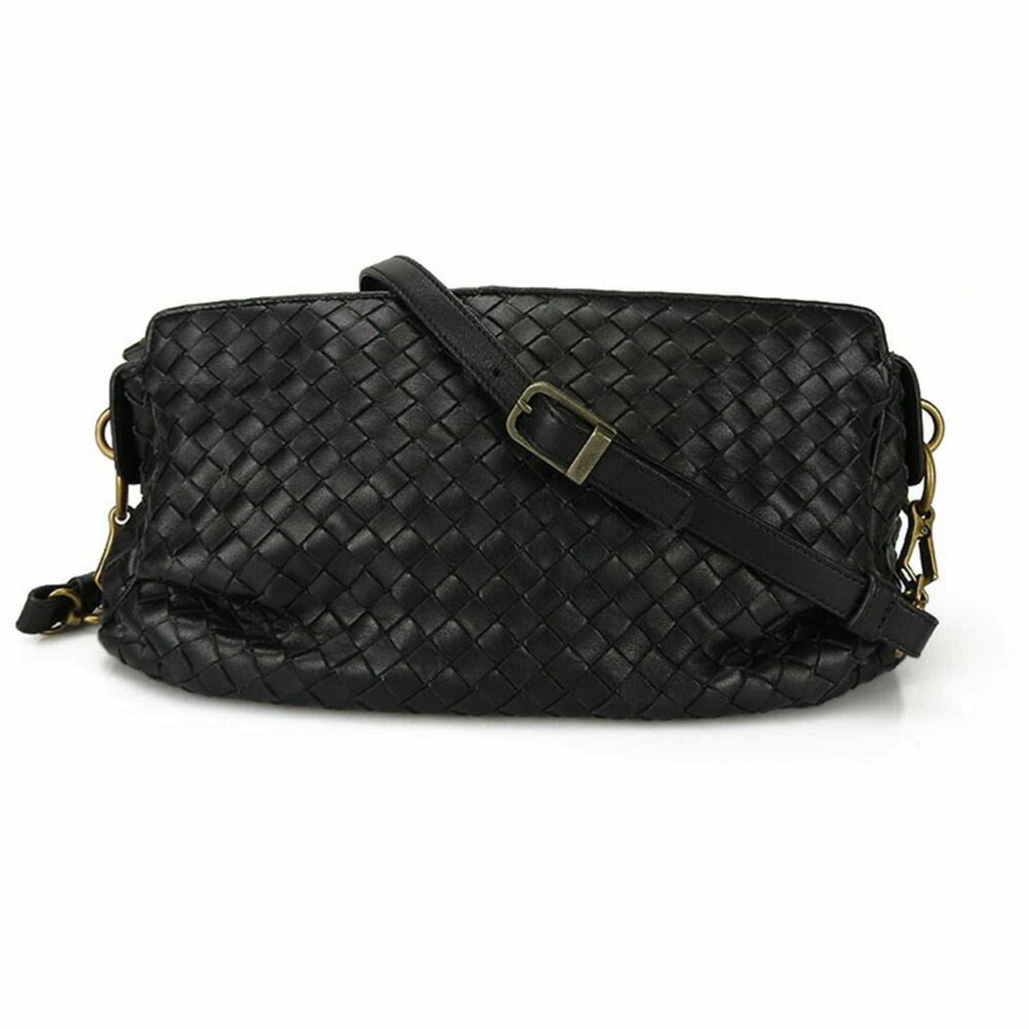 Bottega Veneta Intrecciato Black Intrecciato Shoulder Bag (Pre-Owned)
